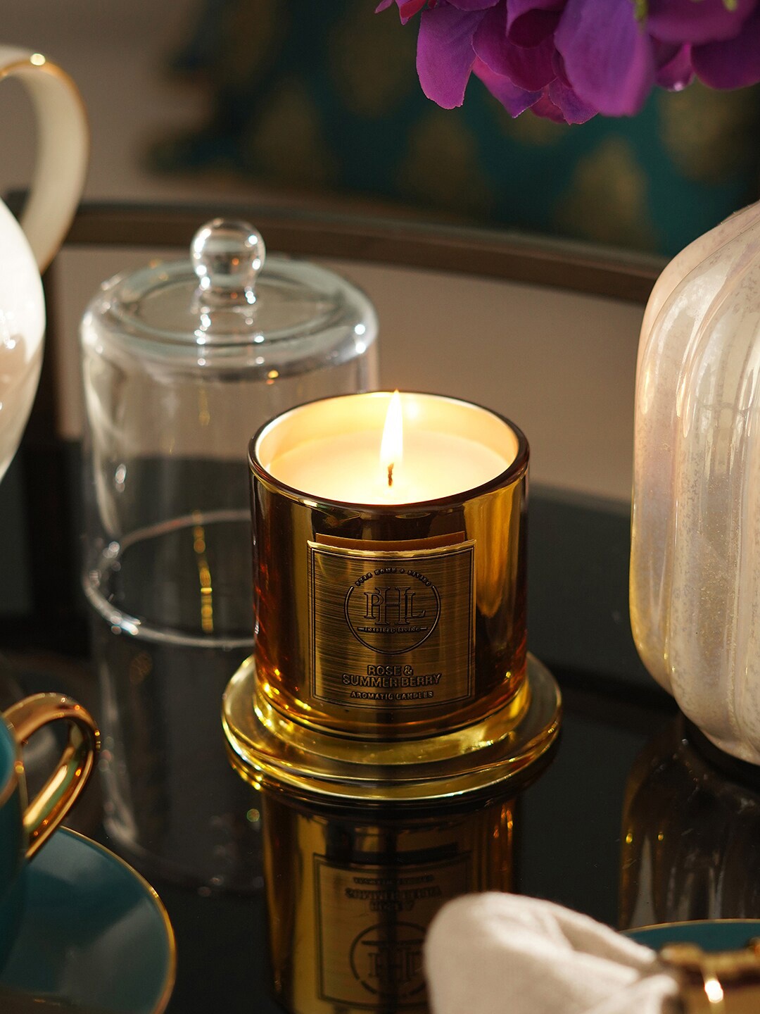 

Pure Home and Living Beige Rose and Summer Berry Jar Candle With Lid