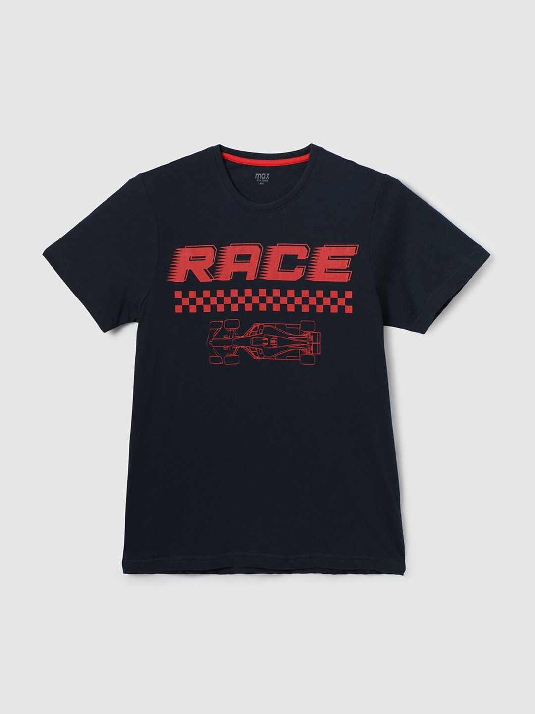 

max Boys Typography Printed Cotton T-shirt, Navy blue