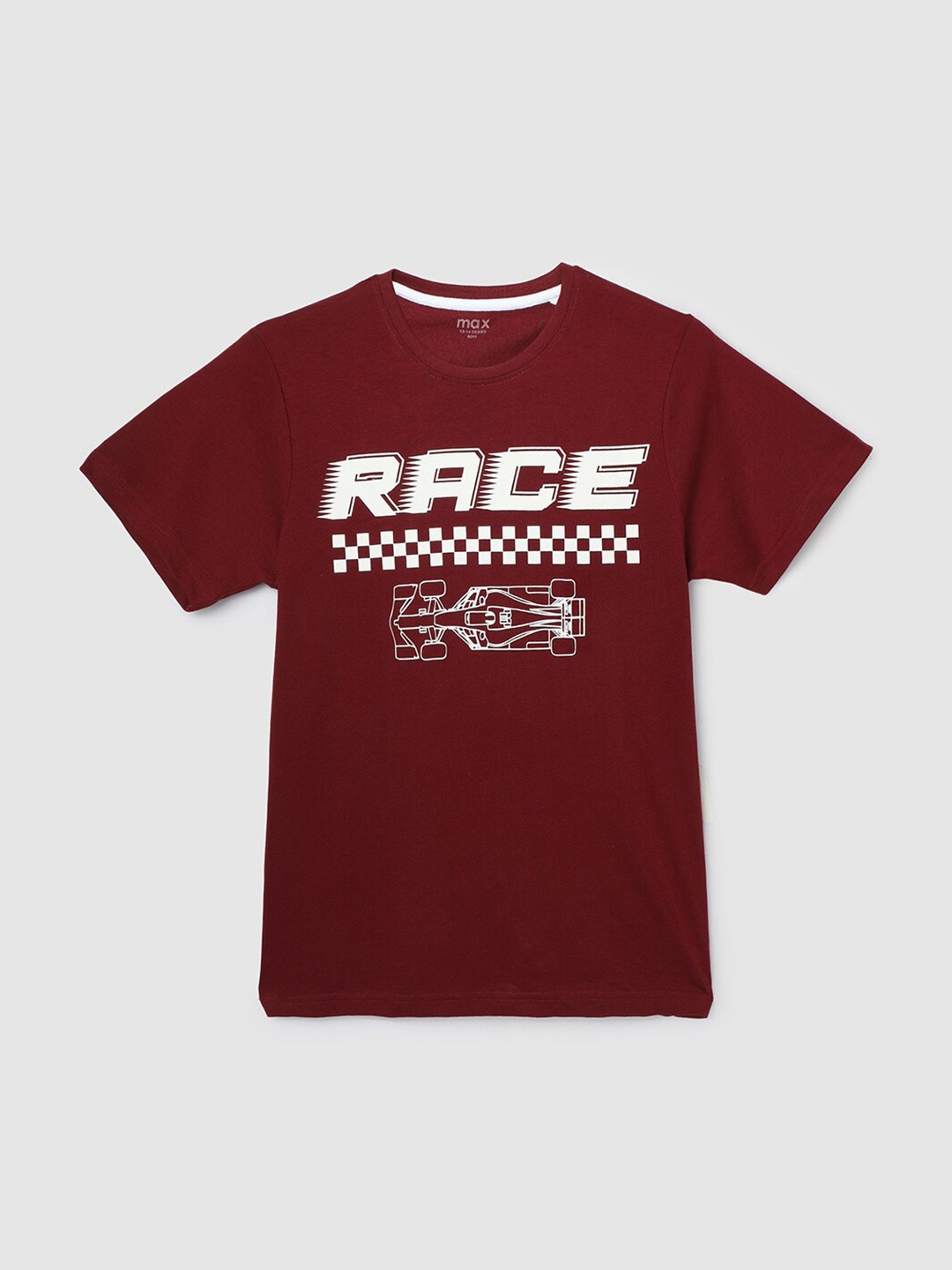 

max Boys Typography Printed Cotton T-shirt, Red
