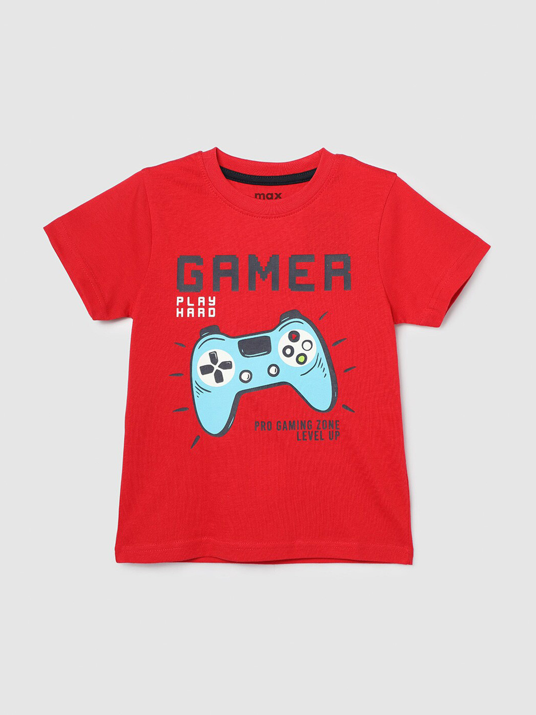 

max Boys Graphic Printed Cotton T-shirt, Red
