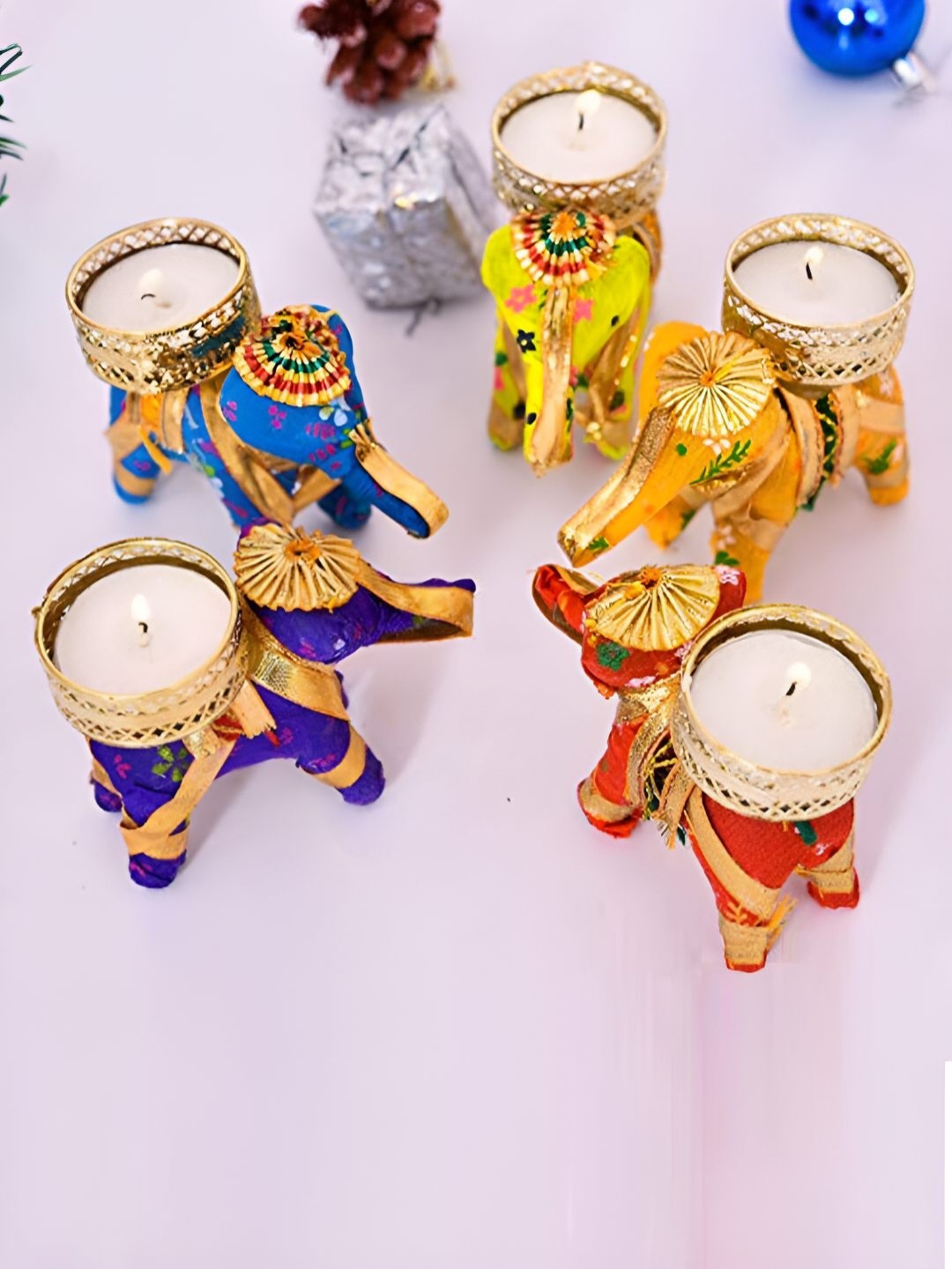 

Aawiclo Blue & Red 5 Pieces Scented Tea Light Diwali Gifts Candle