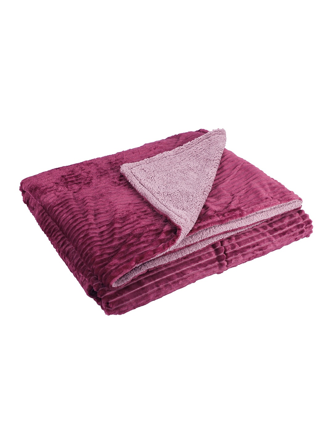 

Nivasam Ribbed Stripe Throws Purple Heavy Winter Striped 600 GSM Double Bed Blanket