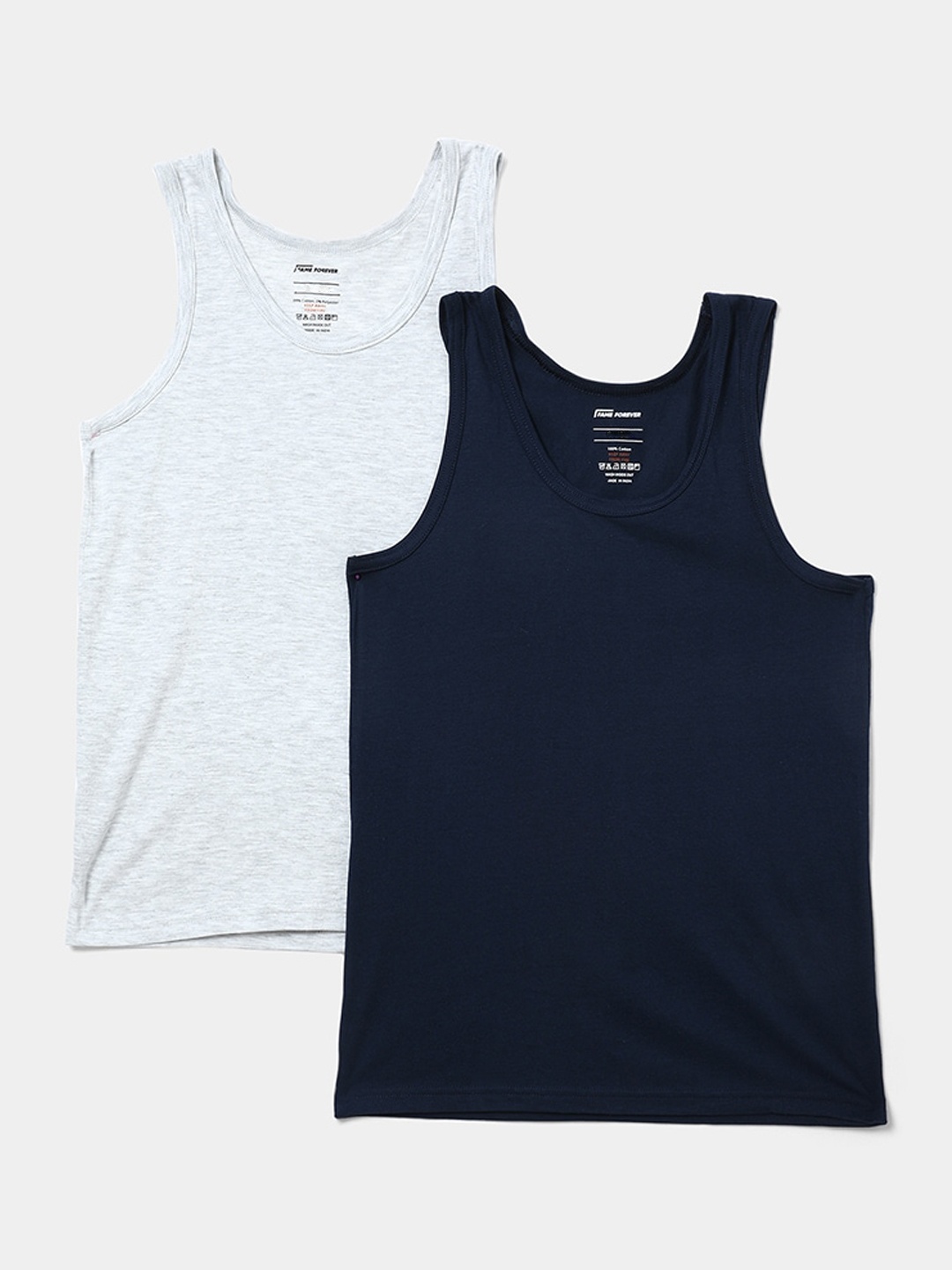 

Fame Forever by Lifestyle Boys Pack Of 2 Pure Cotton Innerwear Vests 1000013074990-MULTI, Grey