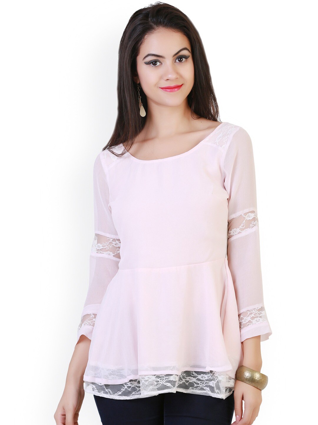 

BAESD Georgette Peplum Top, Pink