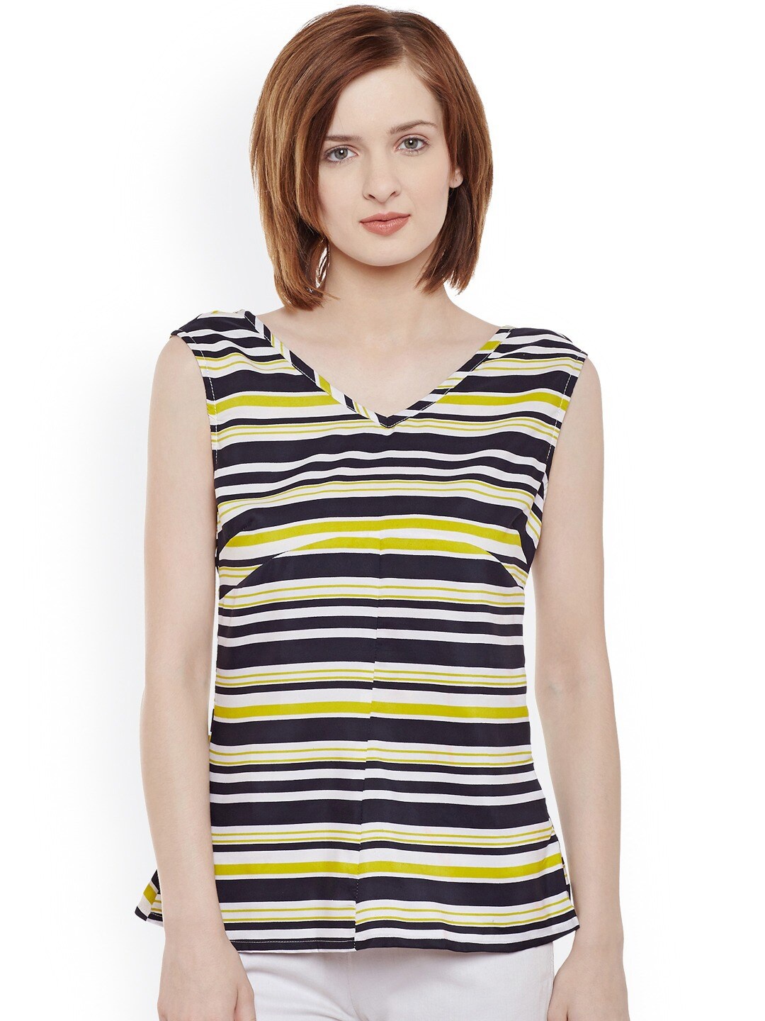 

BAESD Horizontal Striped V-Neck Regular Top, Black