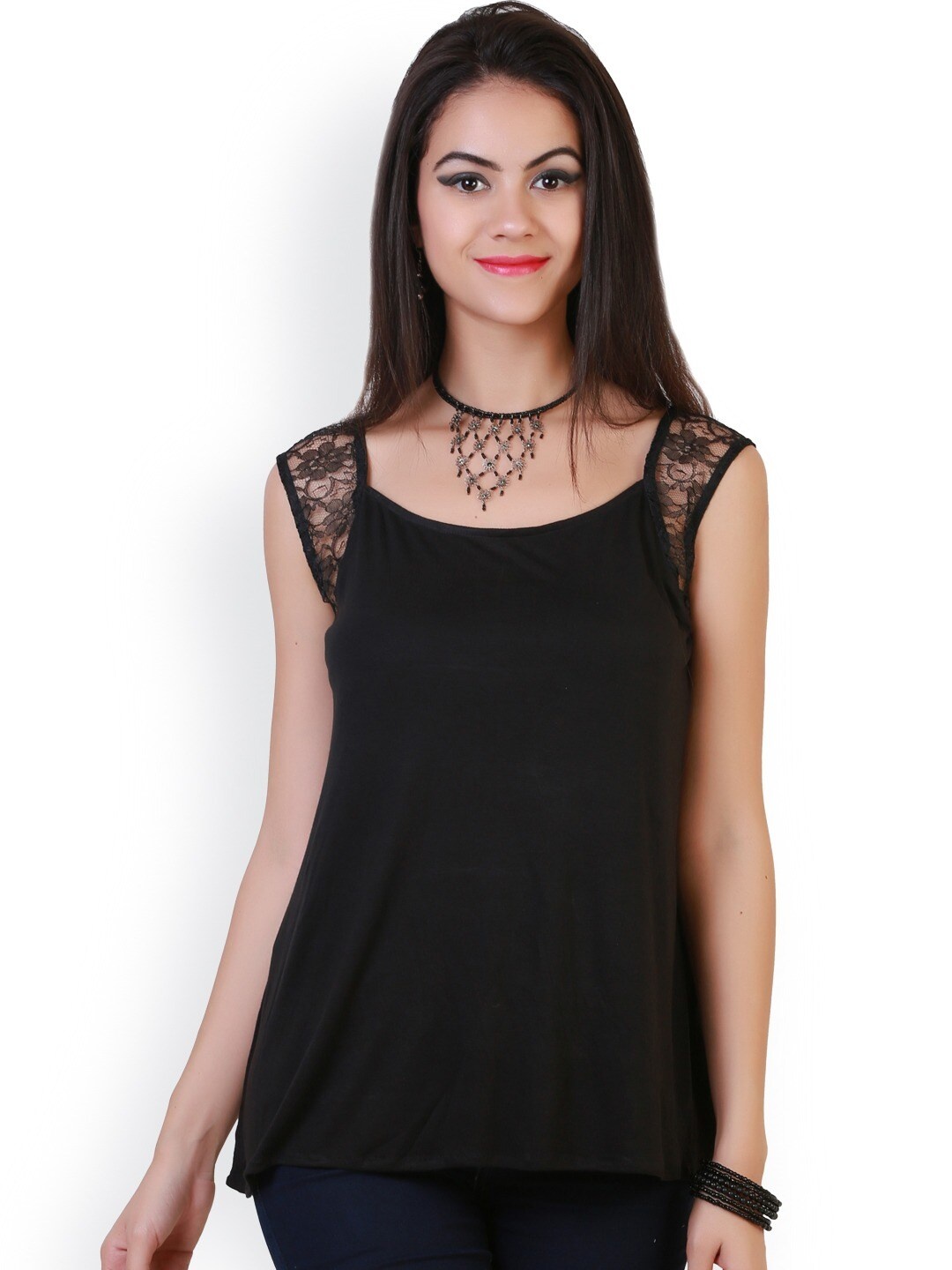 

BAESD Round Neck Sleeveless Regular Top, Black