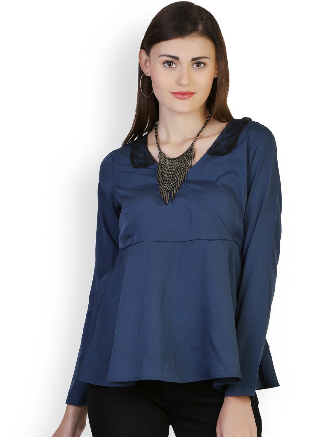 

BAESD V-Neck Peplum Top, Blue