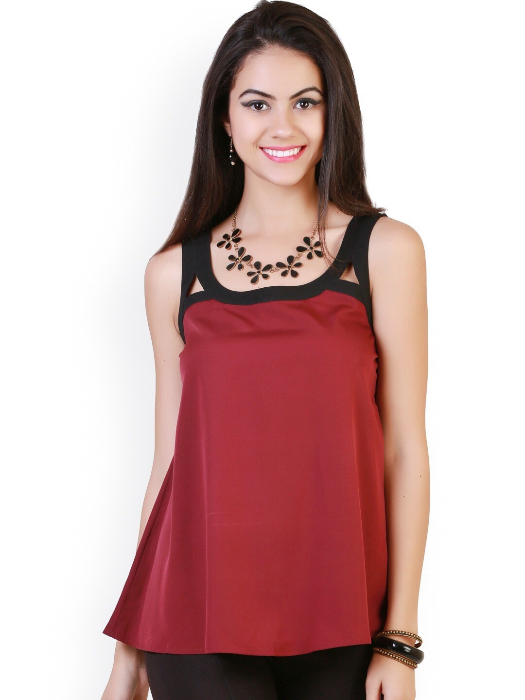 

BAESD Round Neck Sleeveless Top, Maroon