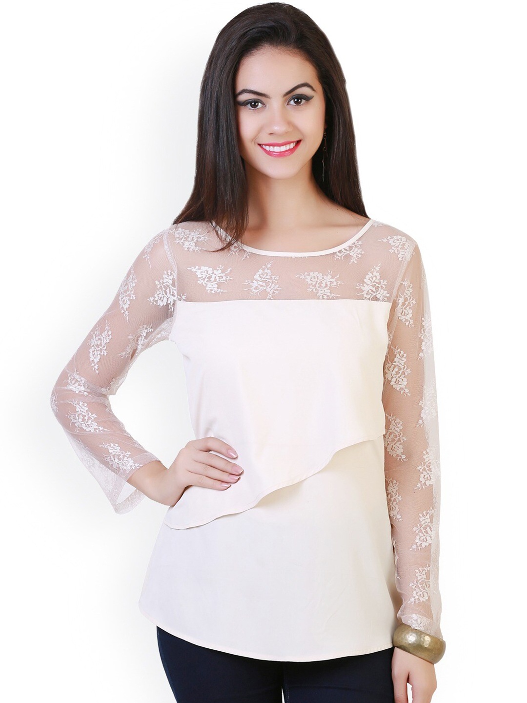 

BAESD Self Design Long Sleeves Top, Cream