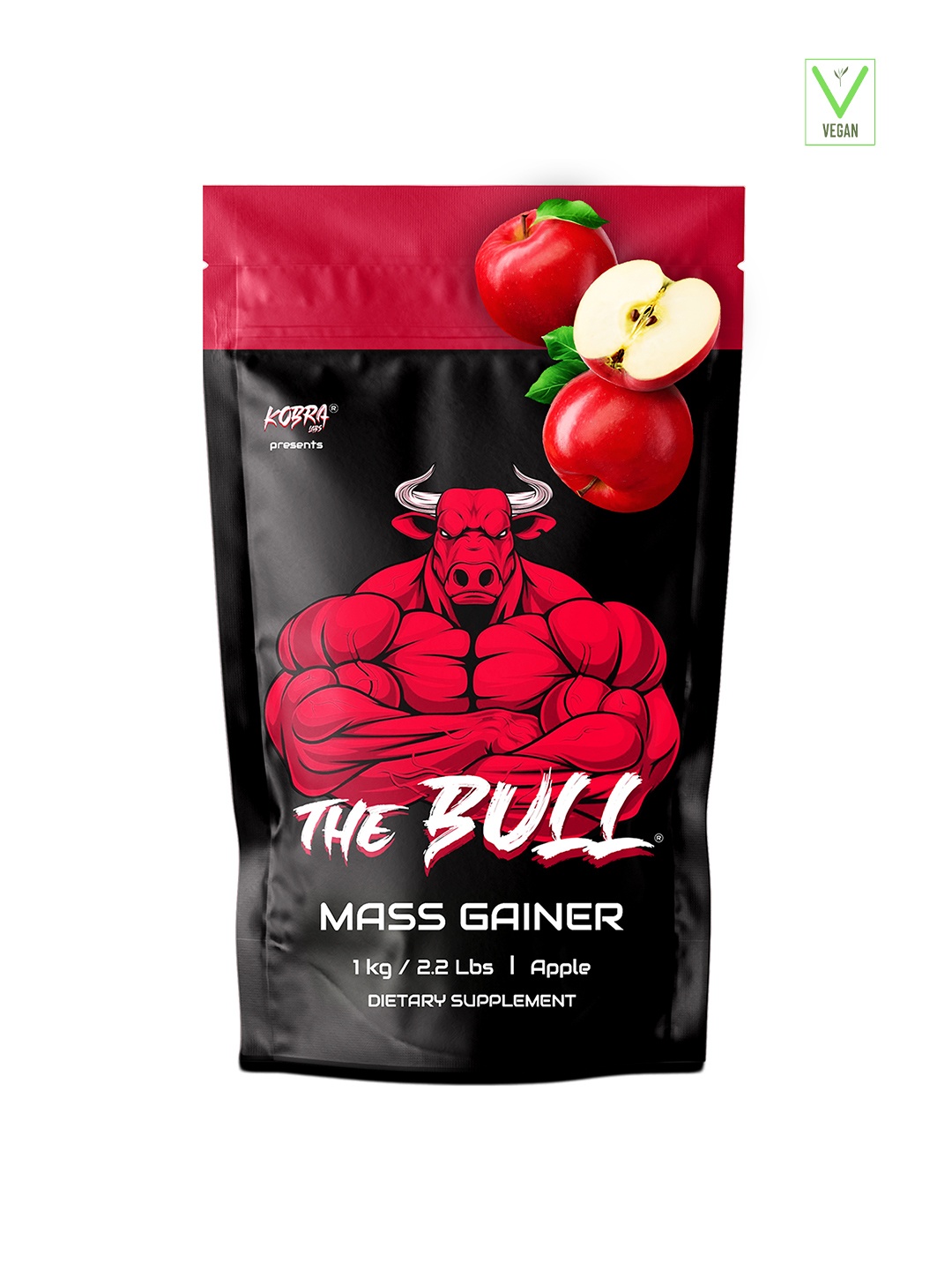 

Kobra Labs The Bull Mass Gainer Powder - Apple - 1Kg, Red