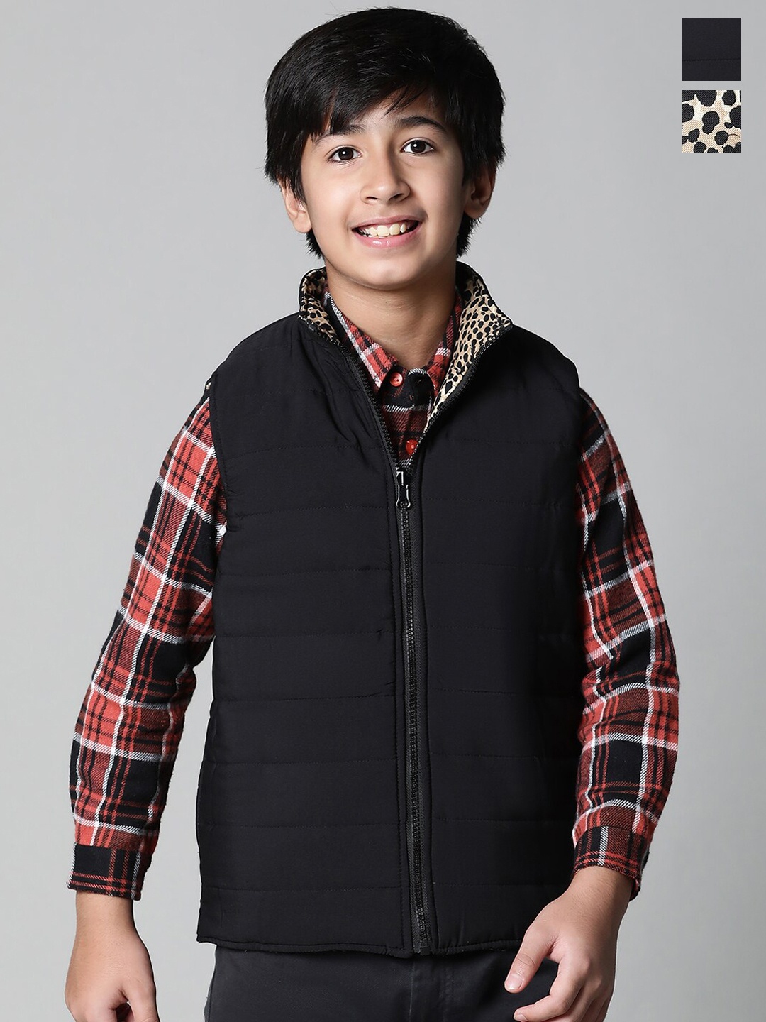 

Oxolloxo Boys Animal Printed Reversible Puffer Jacket, Brown