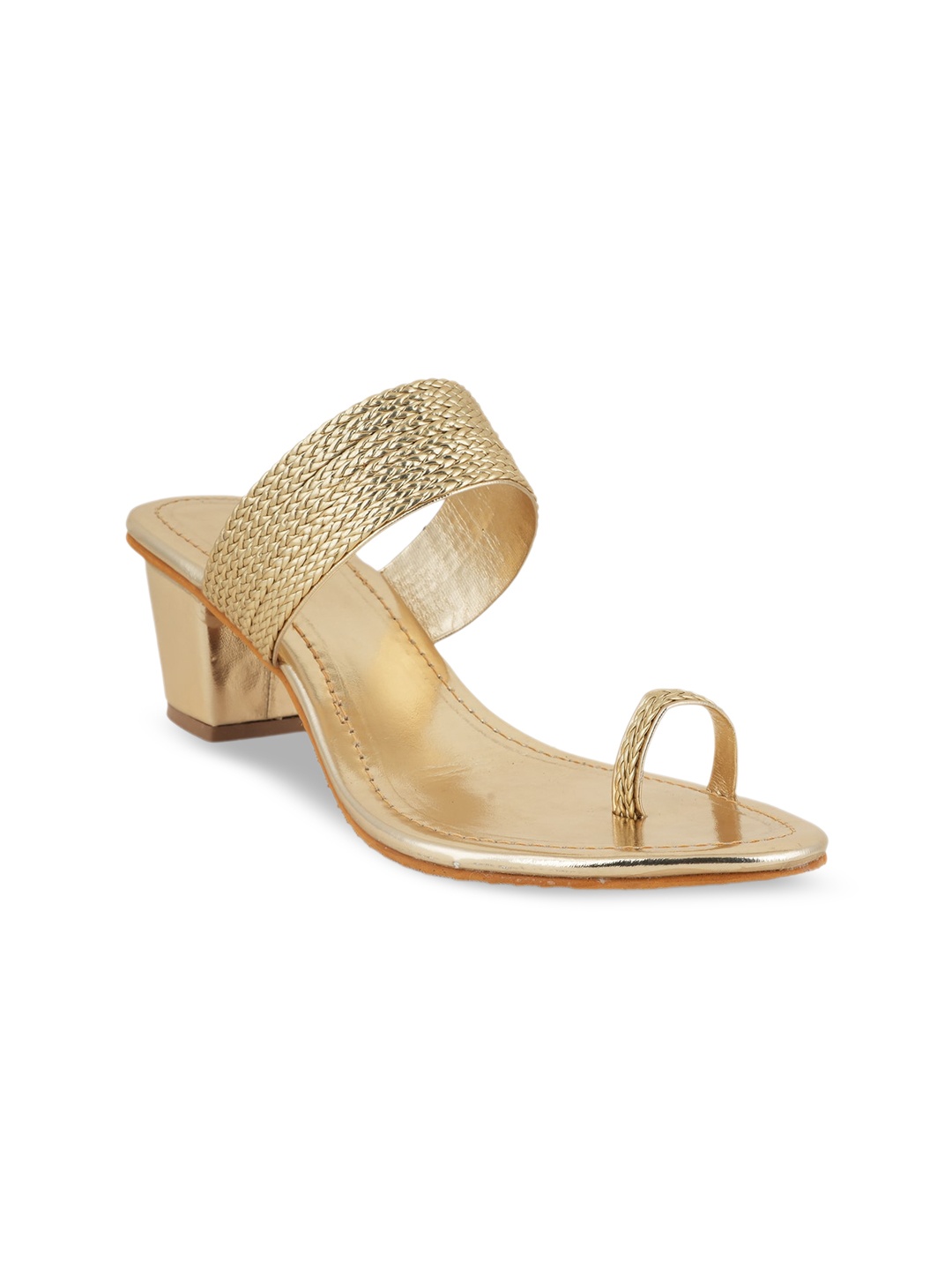 

SCENTRA Textured One Toe Block Heels, Gold