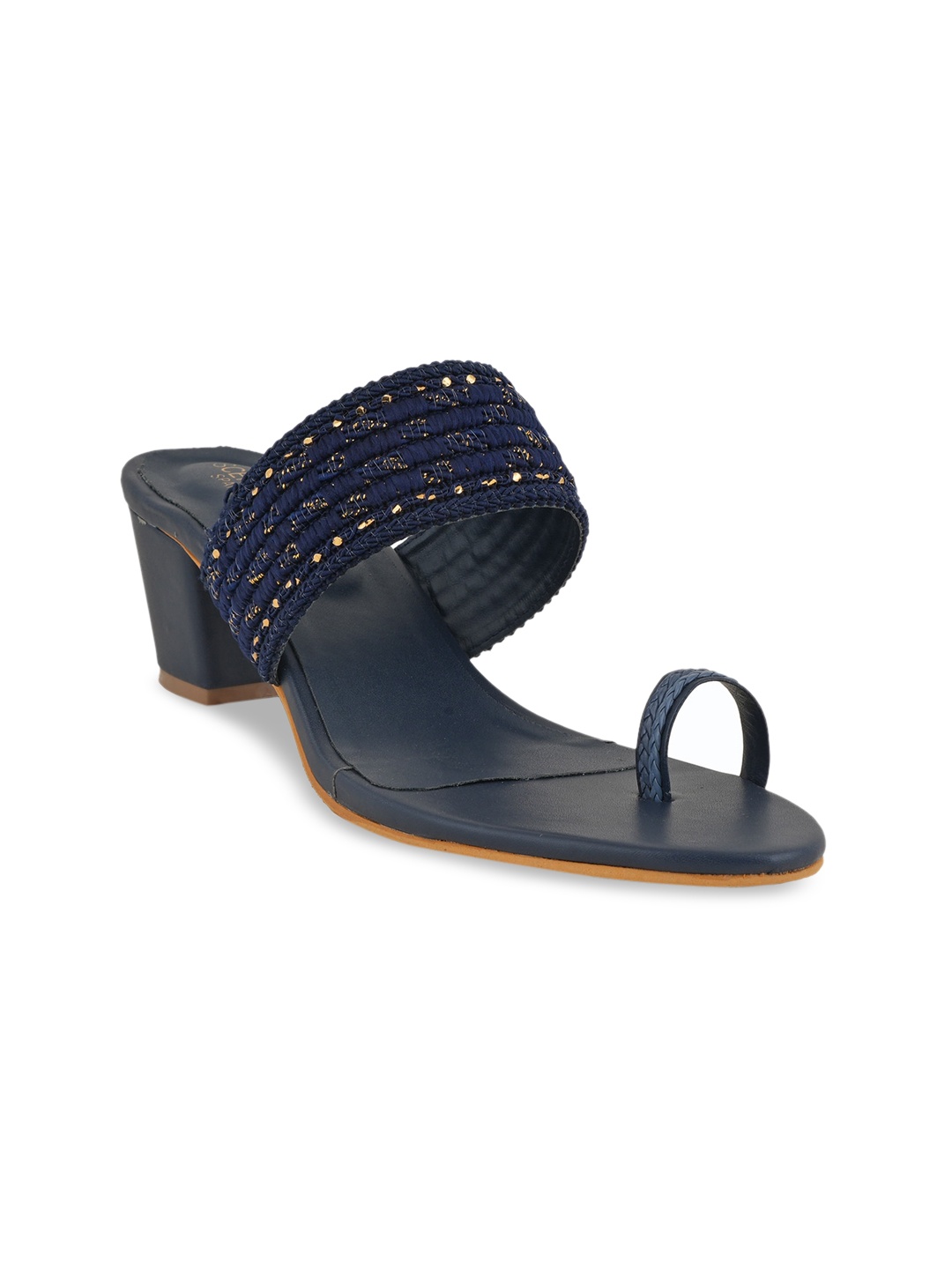 

SCENTRA Embellished One Toe Block Heels, Navy blue