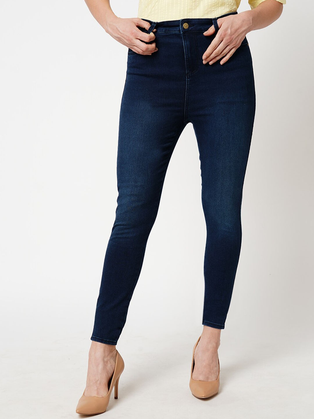 

ONLY Women Skinny Fit High-Rise Light Fade Clean Look Stretchable Jeans, Blue