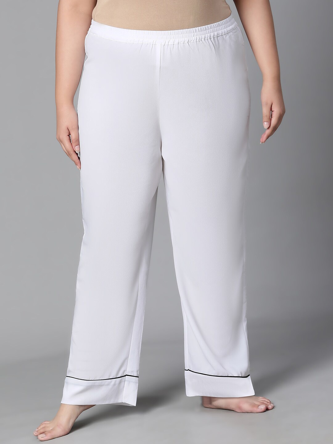 

Oxolloxo Plus Size Cotton Relaxed Lounge Pants, White