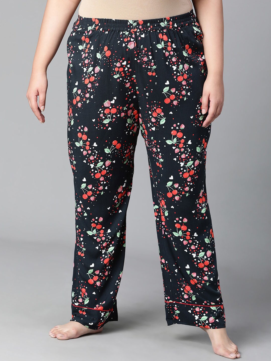 

Oxolloxo Women Plus Size Printed Cotton Lounge Pants, Black