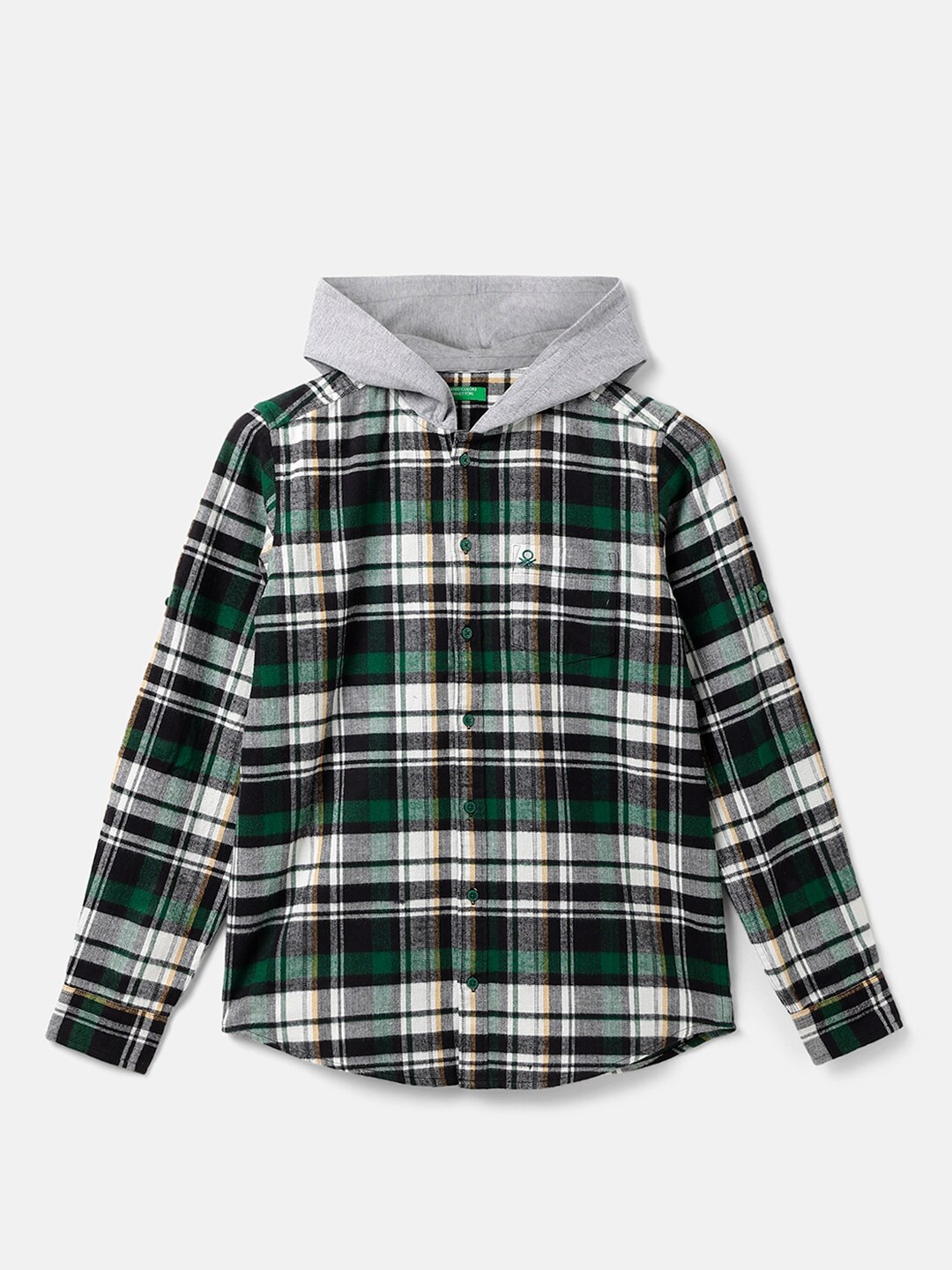 

United Colors of Benetton Boys Tartan Checked Pure Cotton Casual Shirt, White