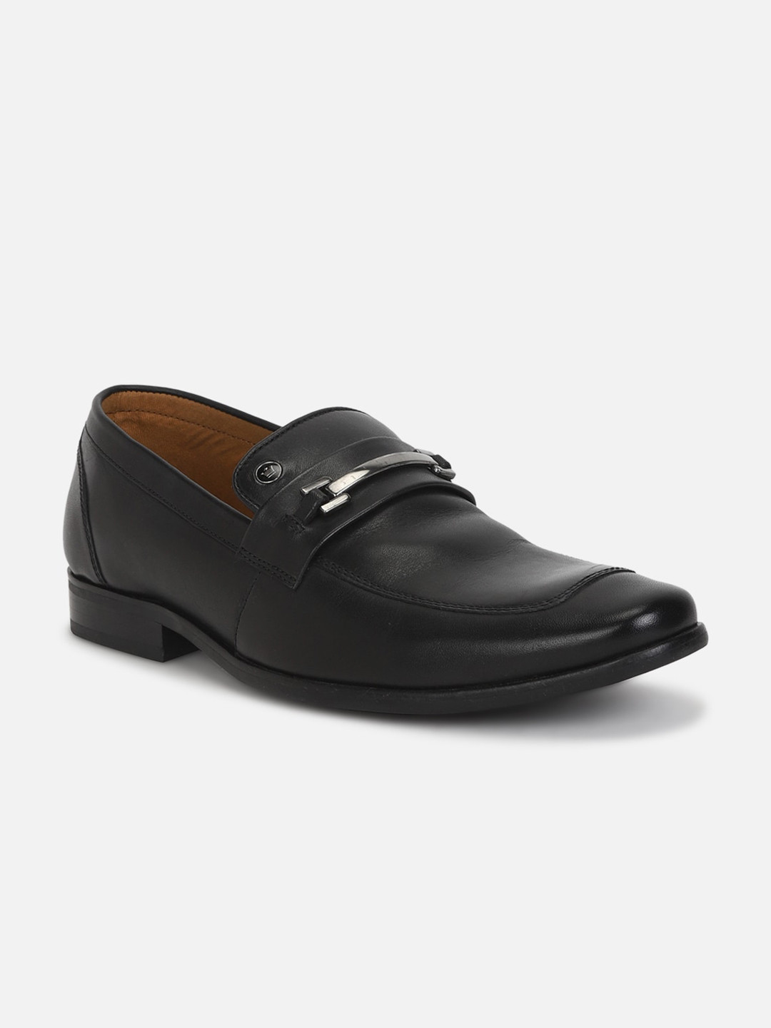 

Louis Philippe Men Slip-On Leather Formal Loafers, Black