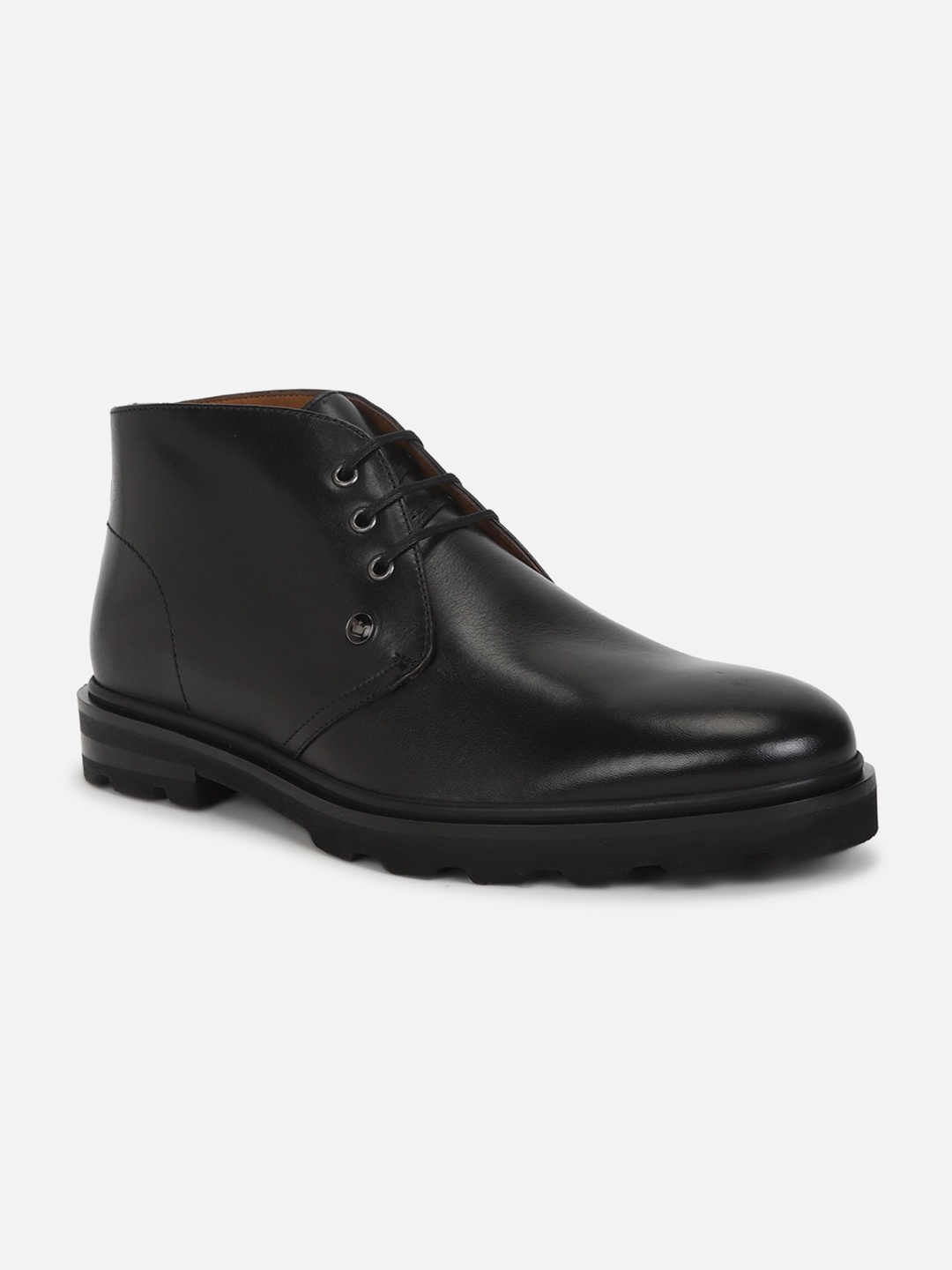 

Louis Philippe Men Mid Top Leather Formal Derbys, Black