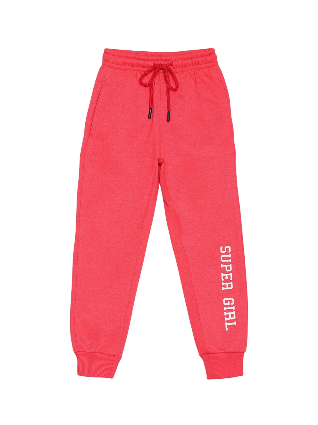 

2Bme Girls Typography Printed Mid-Rise Cotton Joggers, Pink