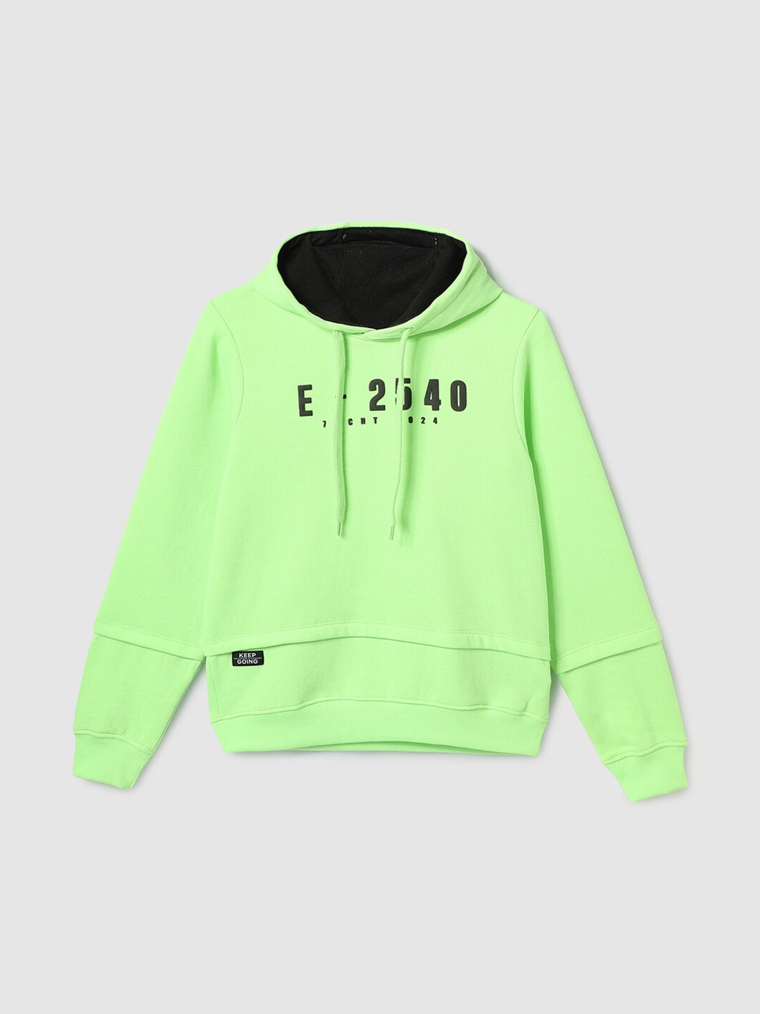 

max Boys Typography Printed Hooded Pullover Sweatshirt, Lime green