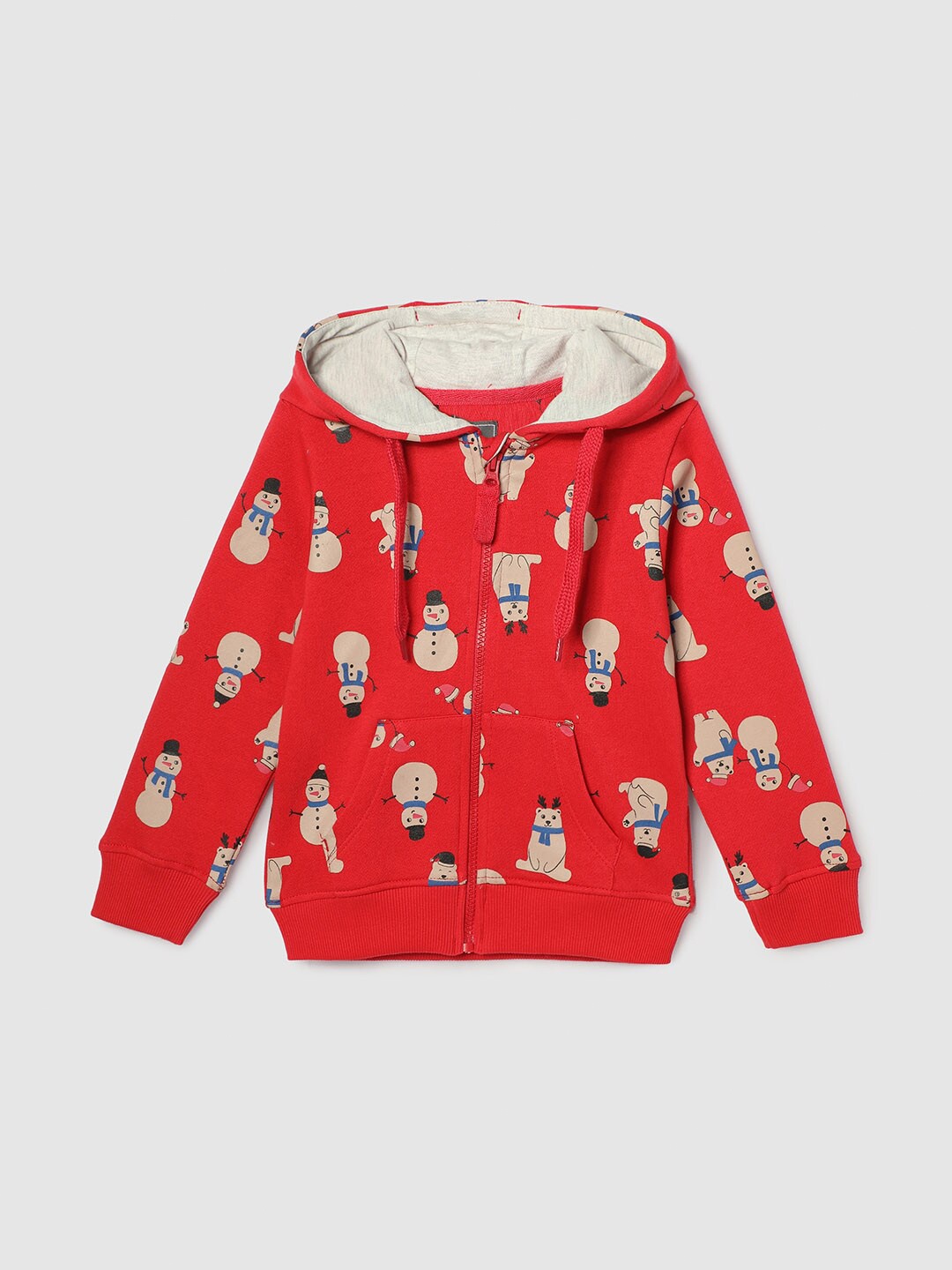 

max Boys Graphic Printed Hooded Front-Open Sweatshirt, Red