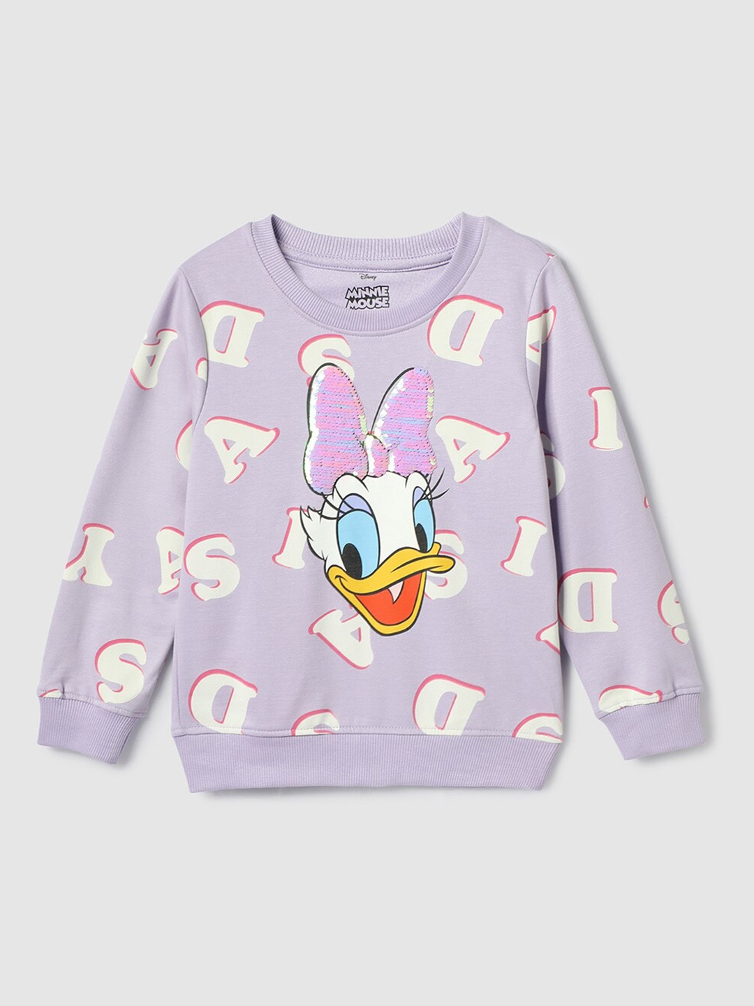 

max Girls Daisy Duck Printed Pure Cotton Sweatshirt, Purple