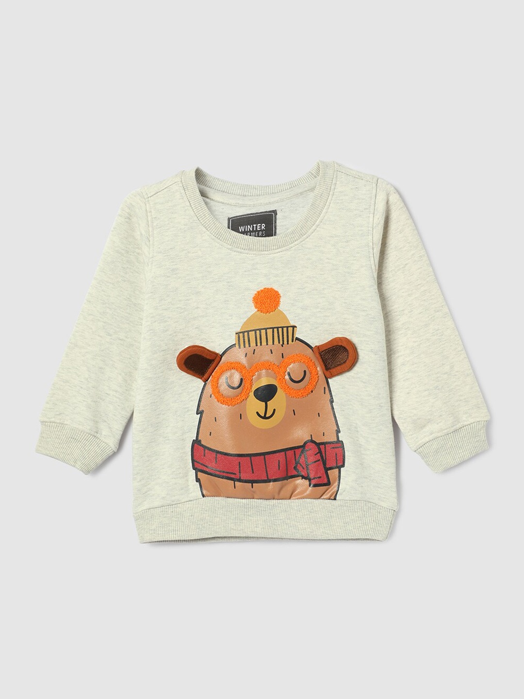 

max Boys Graphic Printed Pullover Sweatshirt, Beige