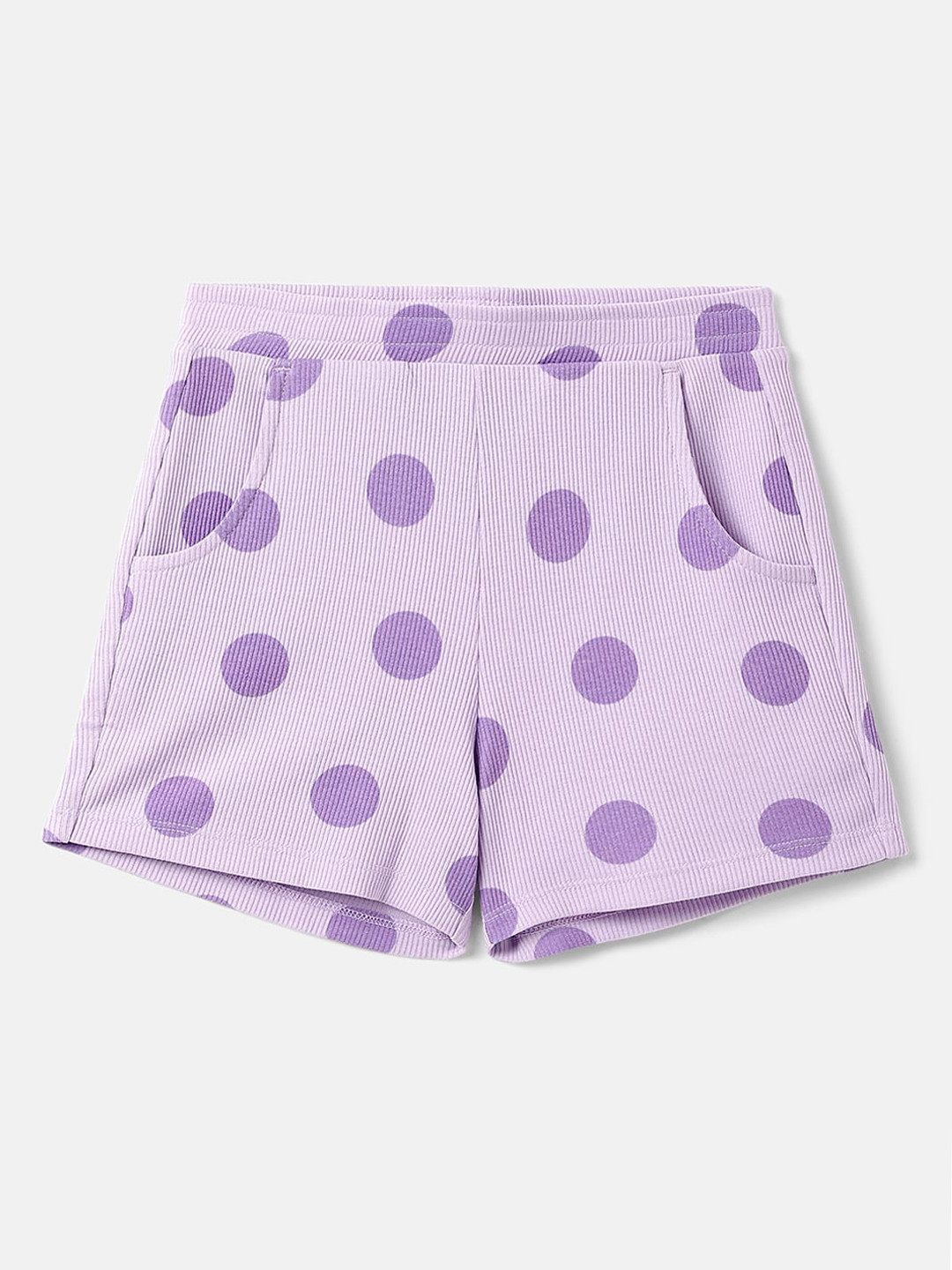

United Colors of Benetton Girls Geometric Printed Mid-Rise Regular Shorts, Purple