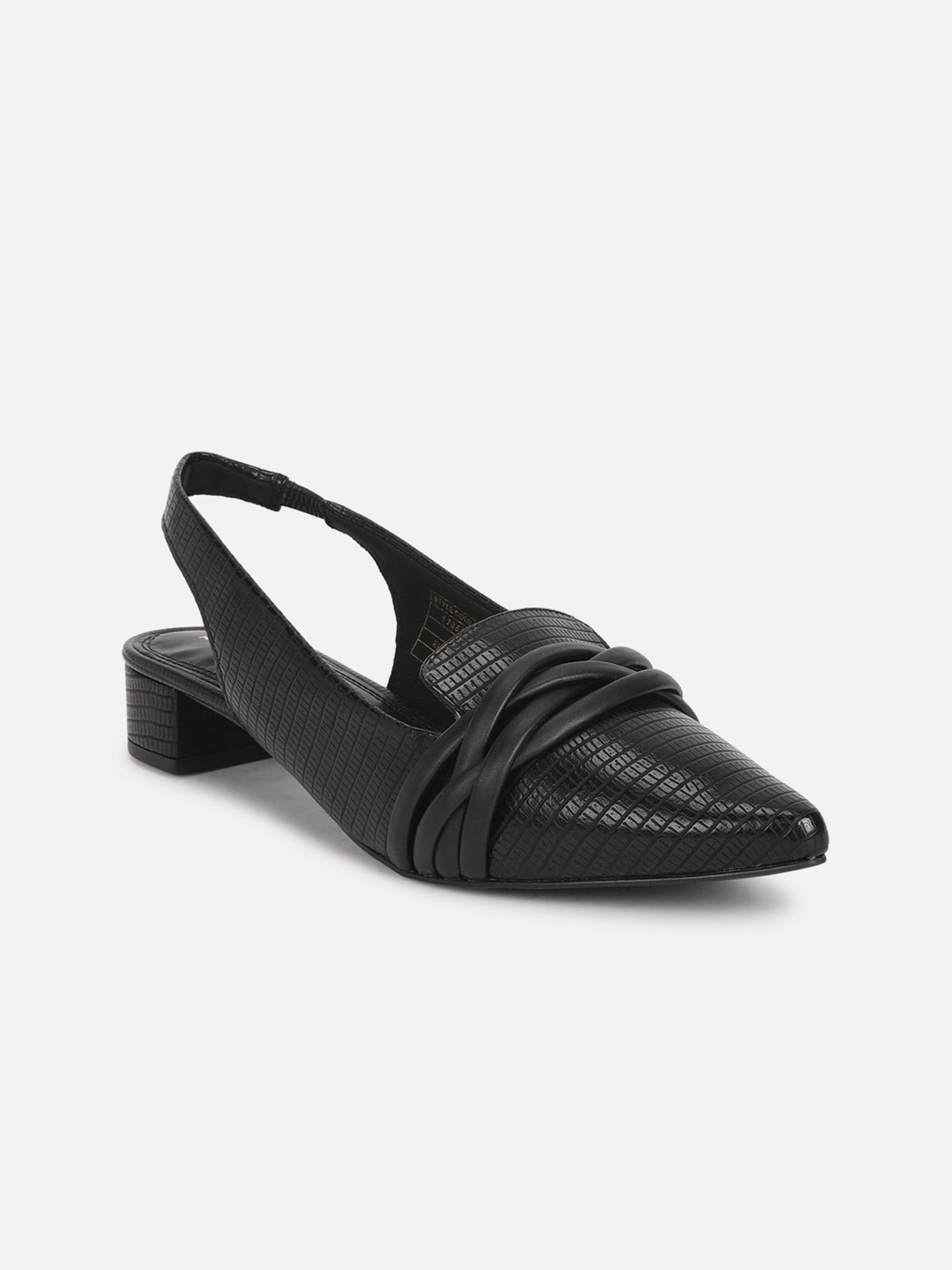 

Allen Solly Woman Textured Block Heel Mules, Black