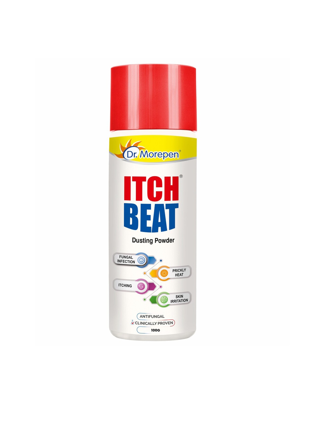 

Dr. Morepen Itch Beat Antifungal Dusting Powder For Prickly Heat & Skin Irritation - 100g, White