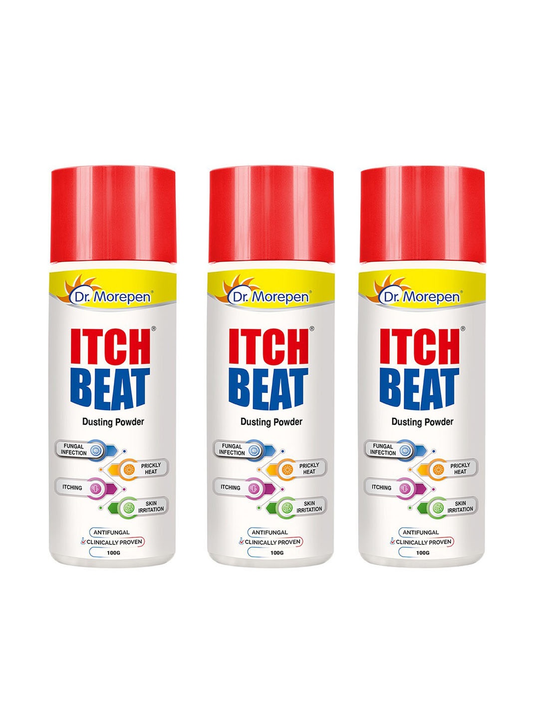 

Dr. Morepen Set of 3 Itch Beat Antifungal Dusting Powder - 100 gm each, White