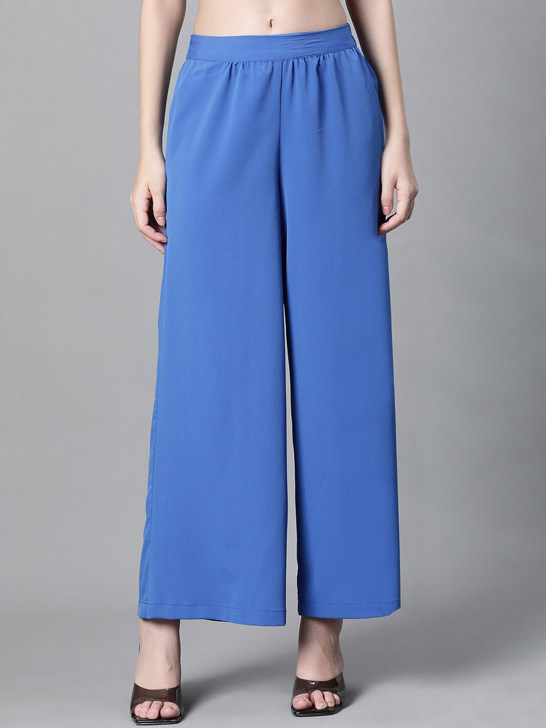 

Oxolloxo Women Relaxed Straight Leg Mid-Rise Easy Wash Parallel Trouser, Blue