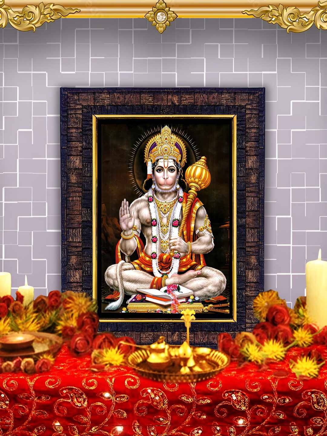 

Hawai Black & Brown Hanuman Ji Digital Printed Rectangle Wall Photo Frame