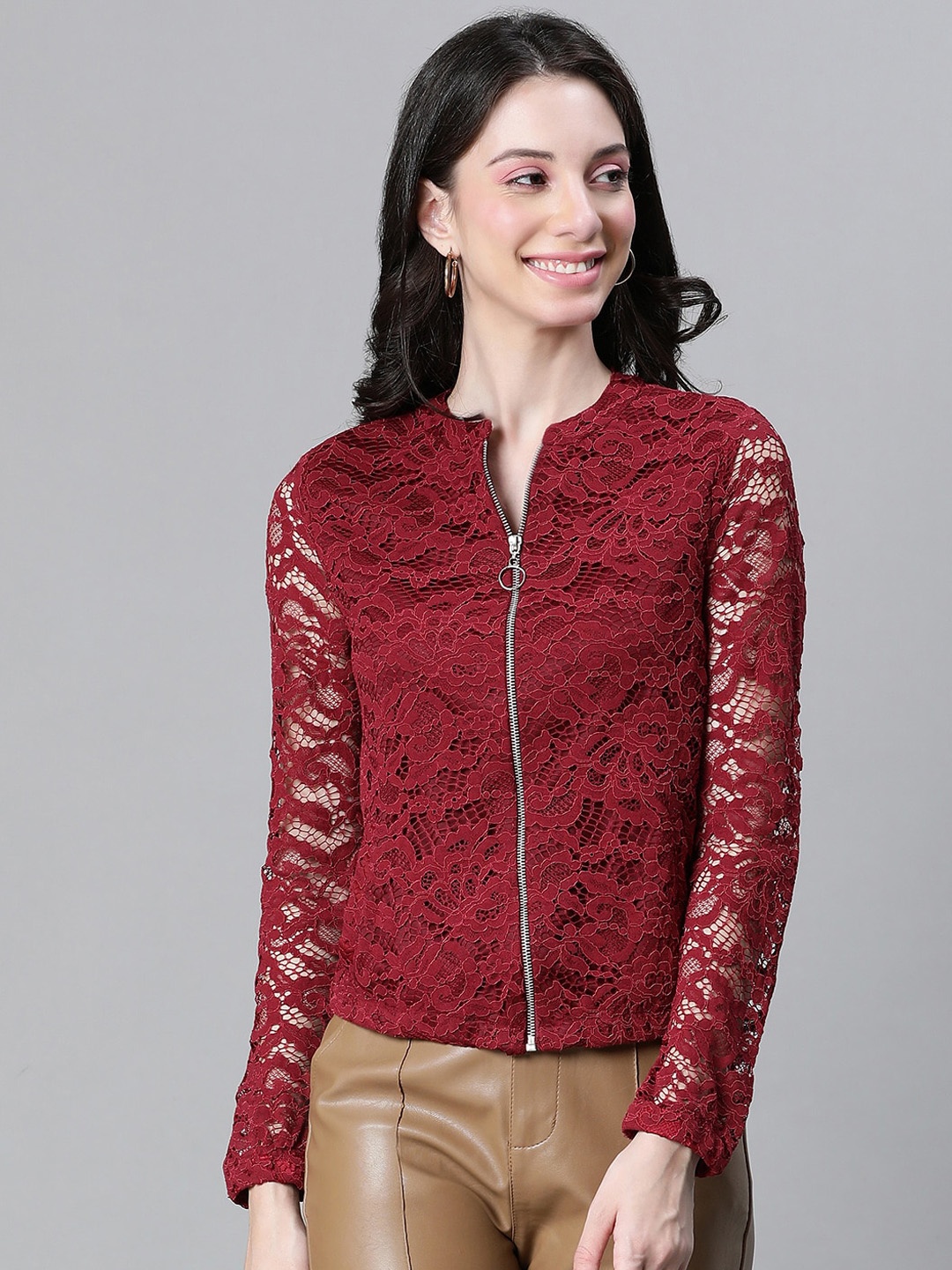 

Oxolloxo Self Design Lightweight Tailored Jacket, Maroon