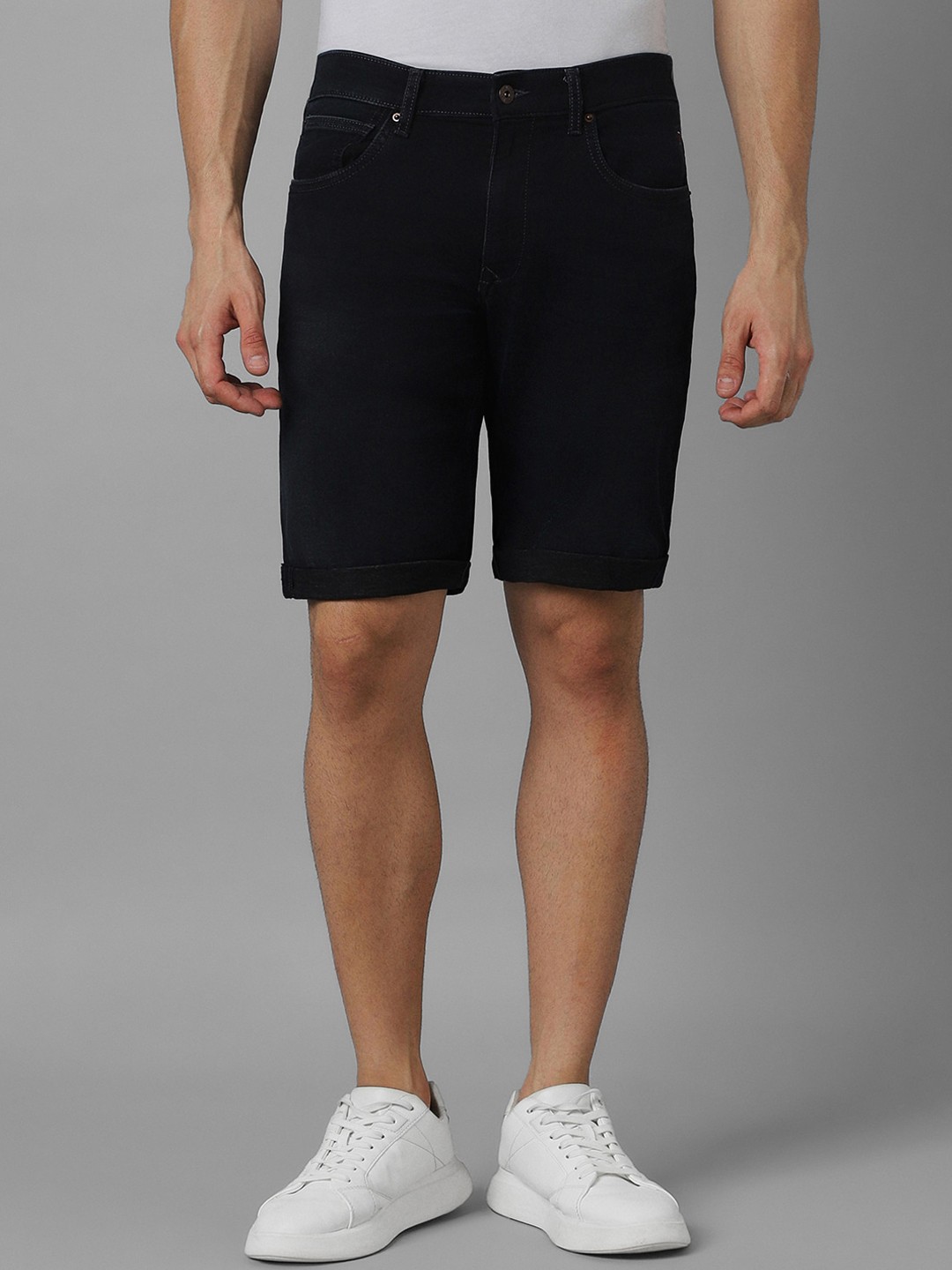 

Louis Philippe Jeans Men Mid-Rise Cotton Denim Shorts, Black