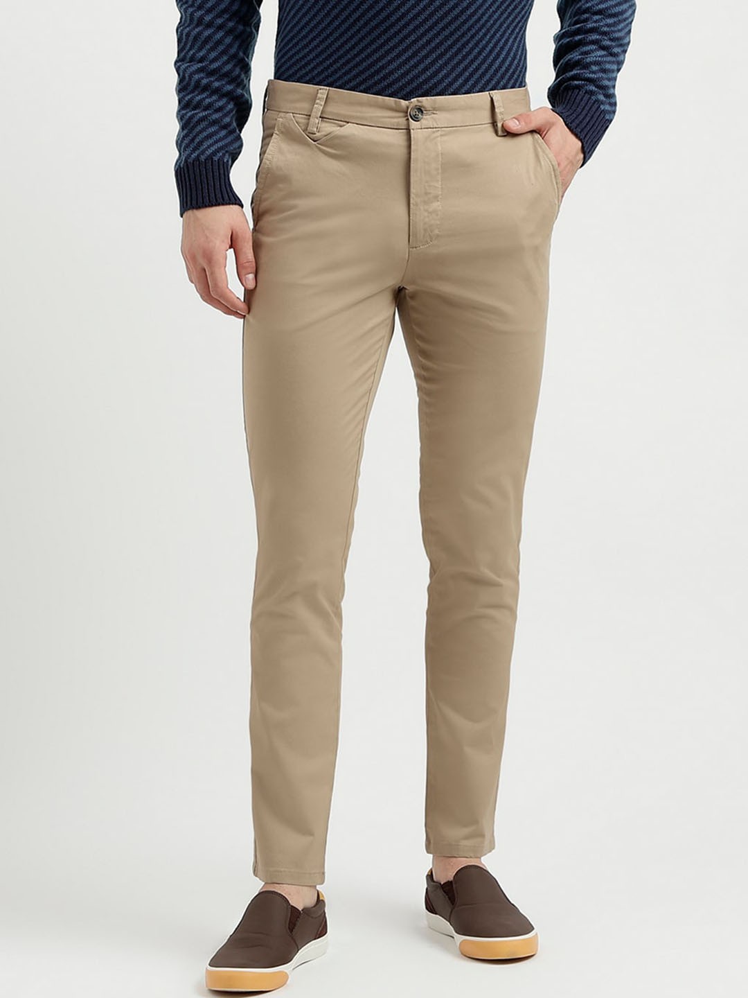 

United Colors of Benetton Men Plain Flat-Front Slim Fit Chinos, Beige