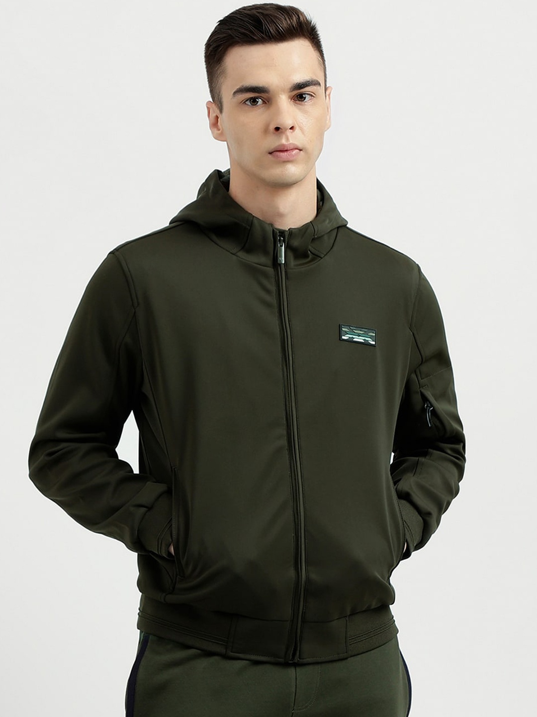 

United Colors of Benetton Hooded Bomber Jacket, Green