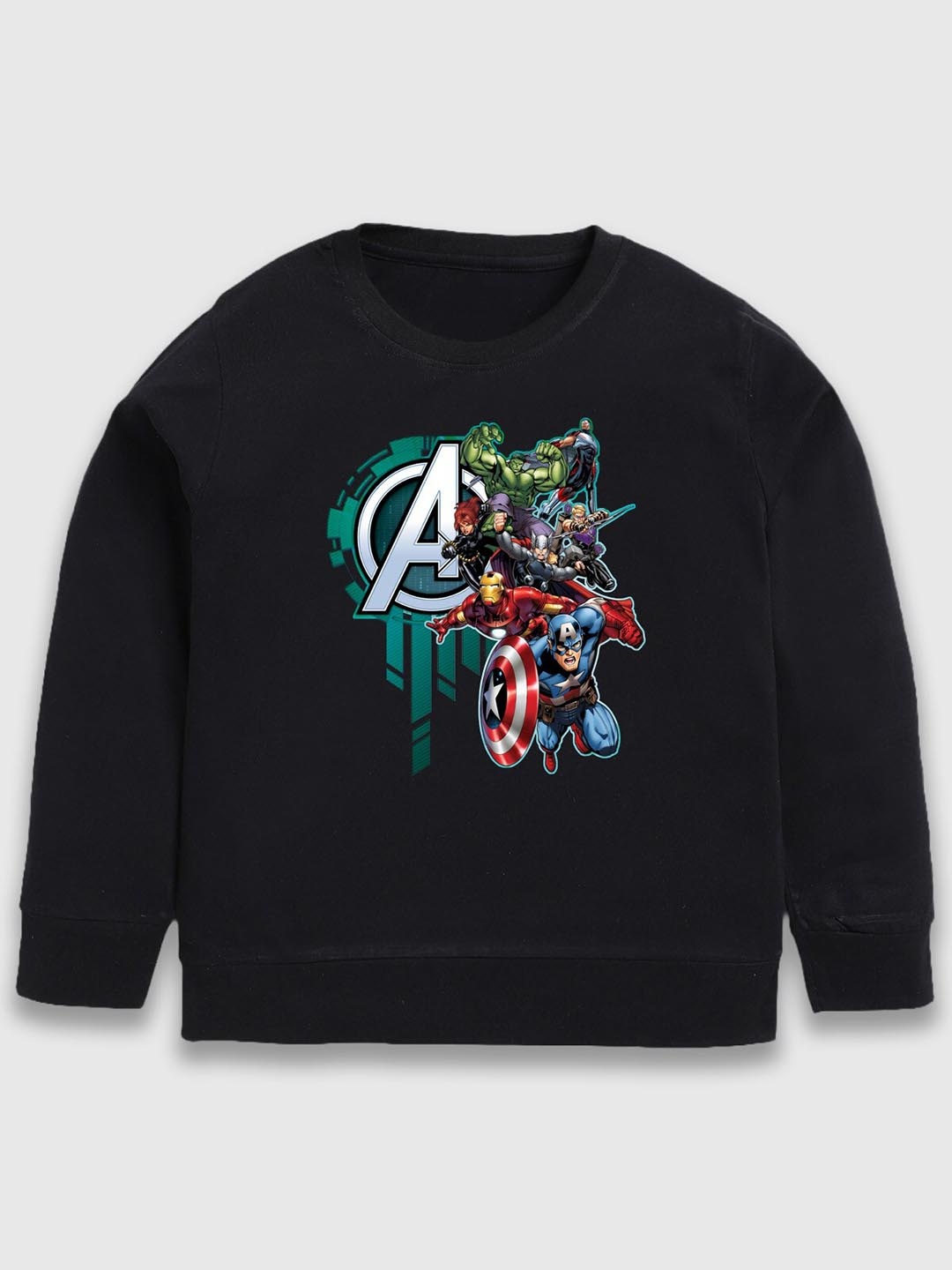 

SmartRAHO Boys Avengers Printed Cotton T-shirt, Black