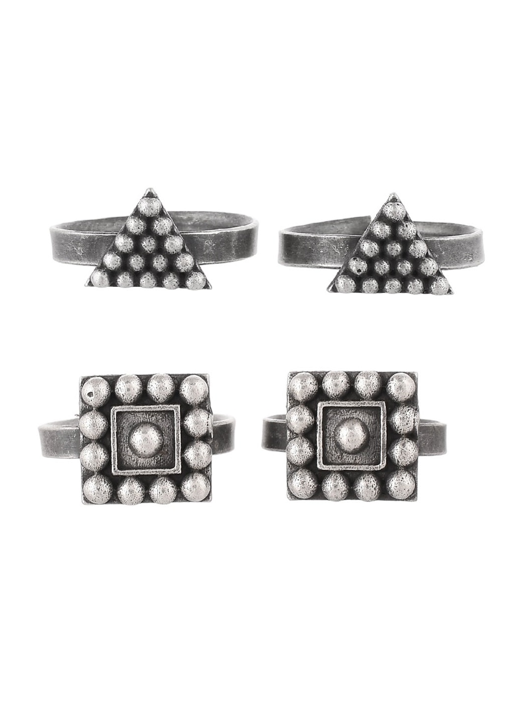 

Infuzze Set Of 4 Silver Plated Oxidized Adjustable Toe Rings