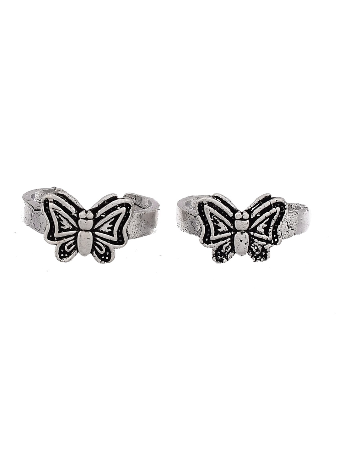 

Infuzze Set Of 2 Silver Plated Oxidized Adjustable Toe Rings
