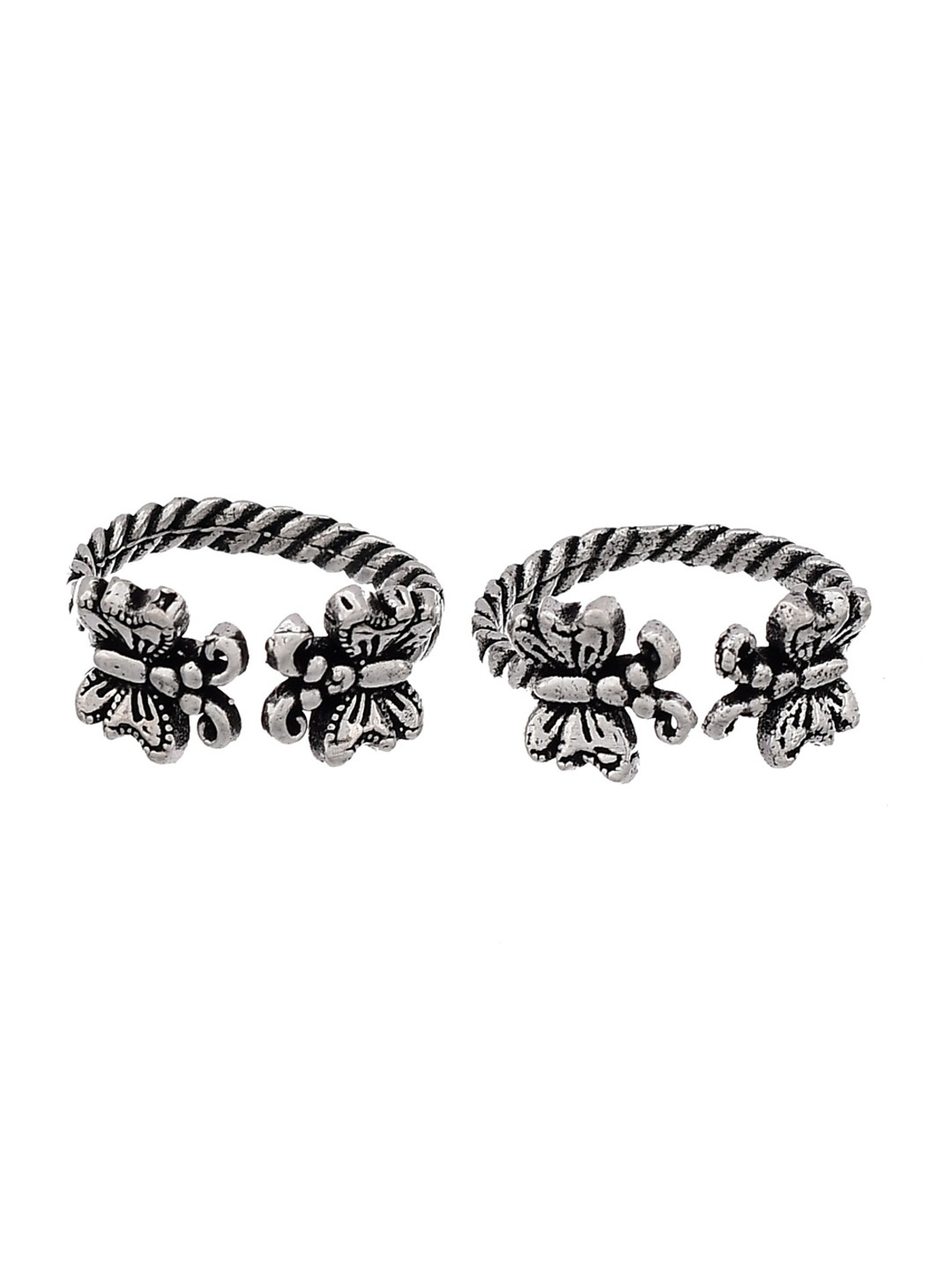 

Infuzze Set of 2 Silver-Plated Oxidised Butterfly Adjustable Toe Rings