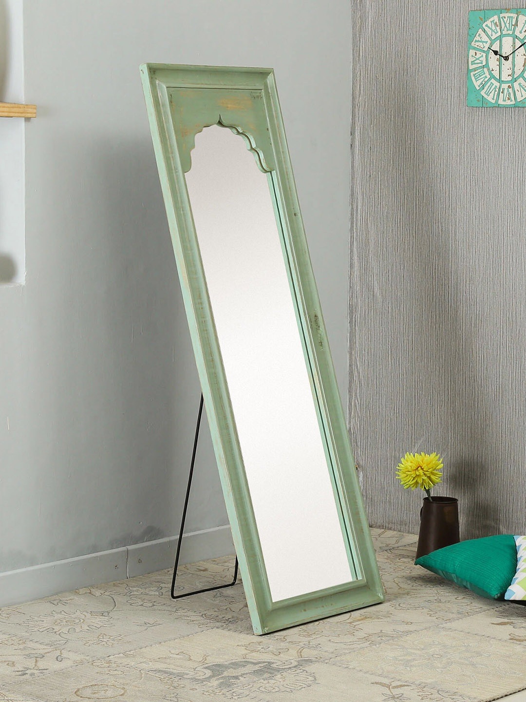 

Artisans Rose Ava Green Unisex Rectangular Wood Full Length Minaret Floor Mirror