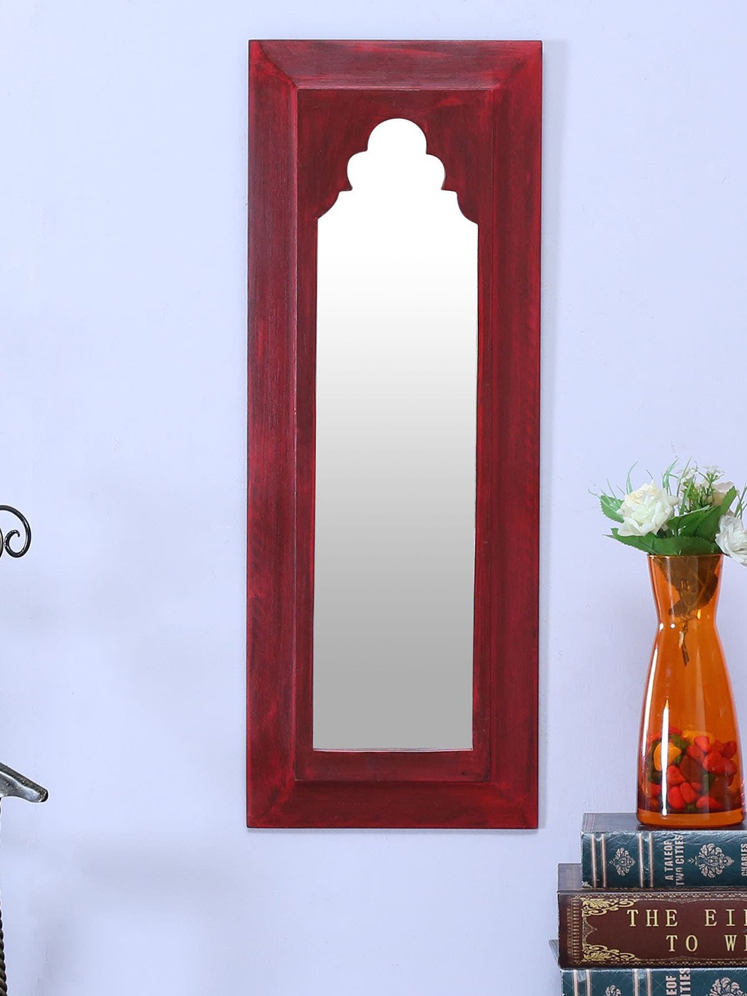 

Artisans Rose Red Thea Vintage Minaret Rectangular Wooden Frame Wall Mirror