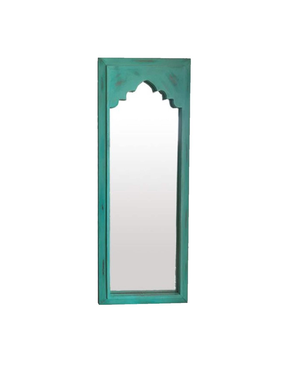 

Artisans Rose Teal Green Rectangular Wooden Frame Minaret Wall Mirror