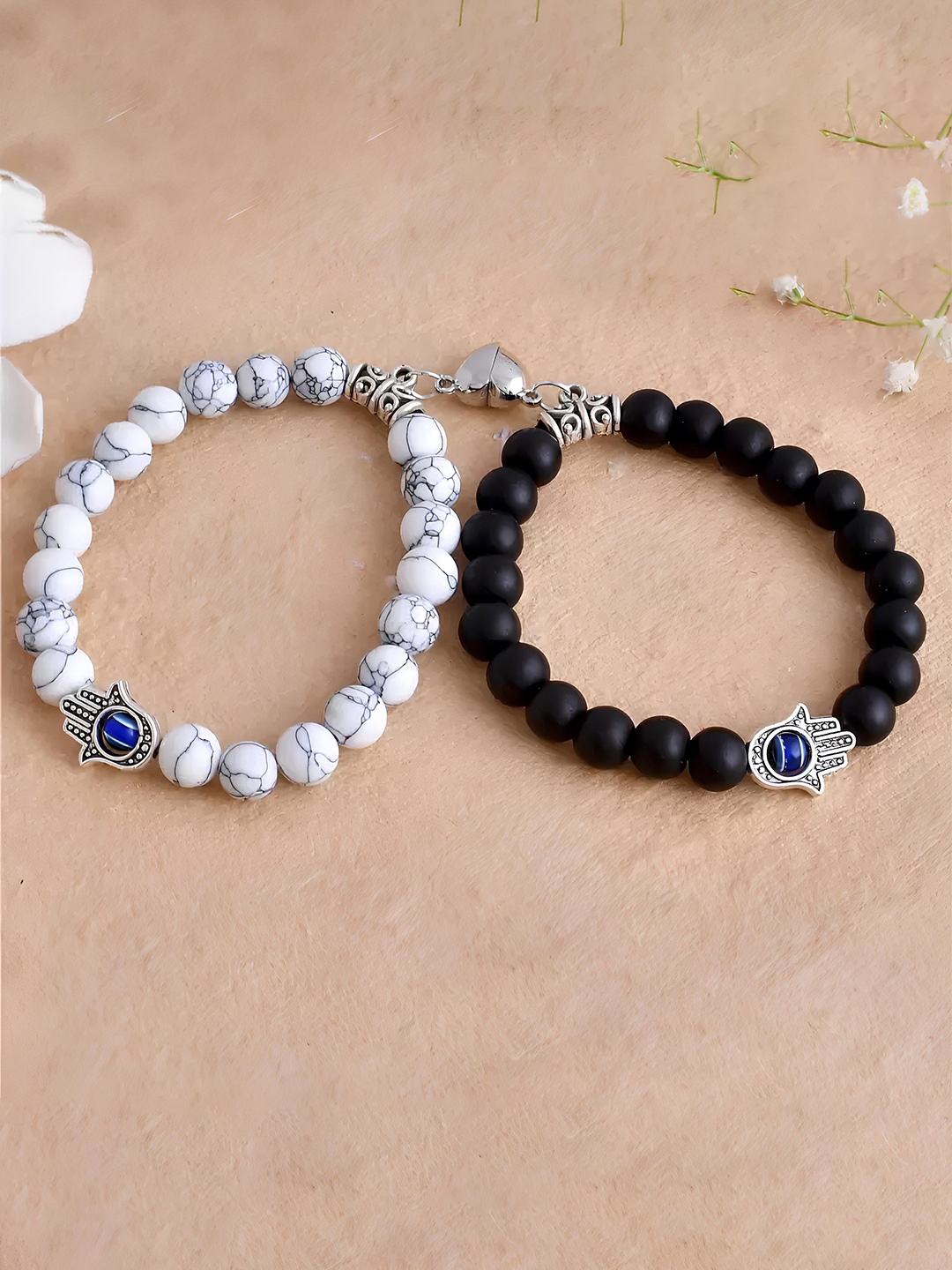 

KARISHMA KREATIONS Set Of 2 Evil Eye Elasticated Bracelet, White