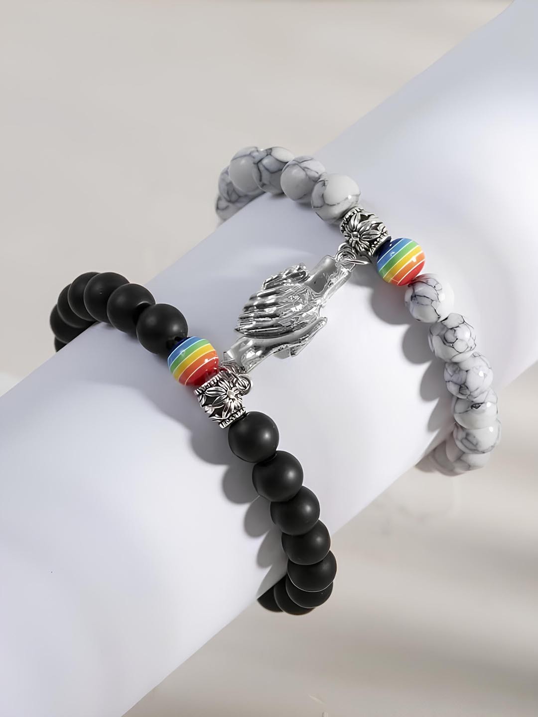 

KARISHMA KREATIONS Set Of 2 Elasticated Bracelet, White