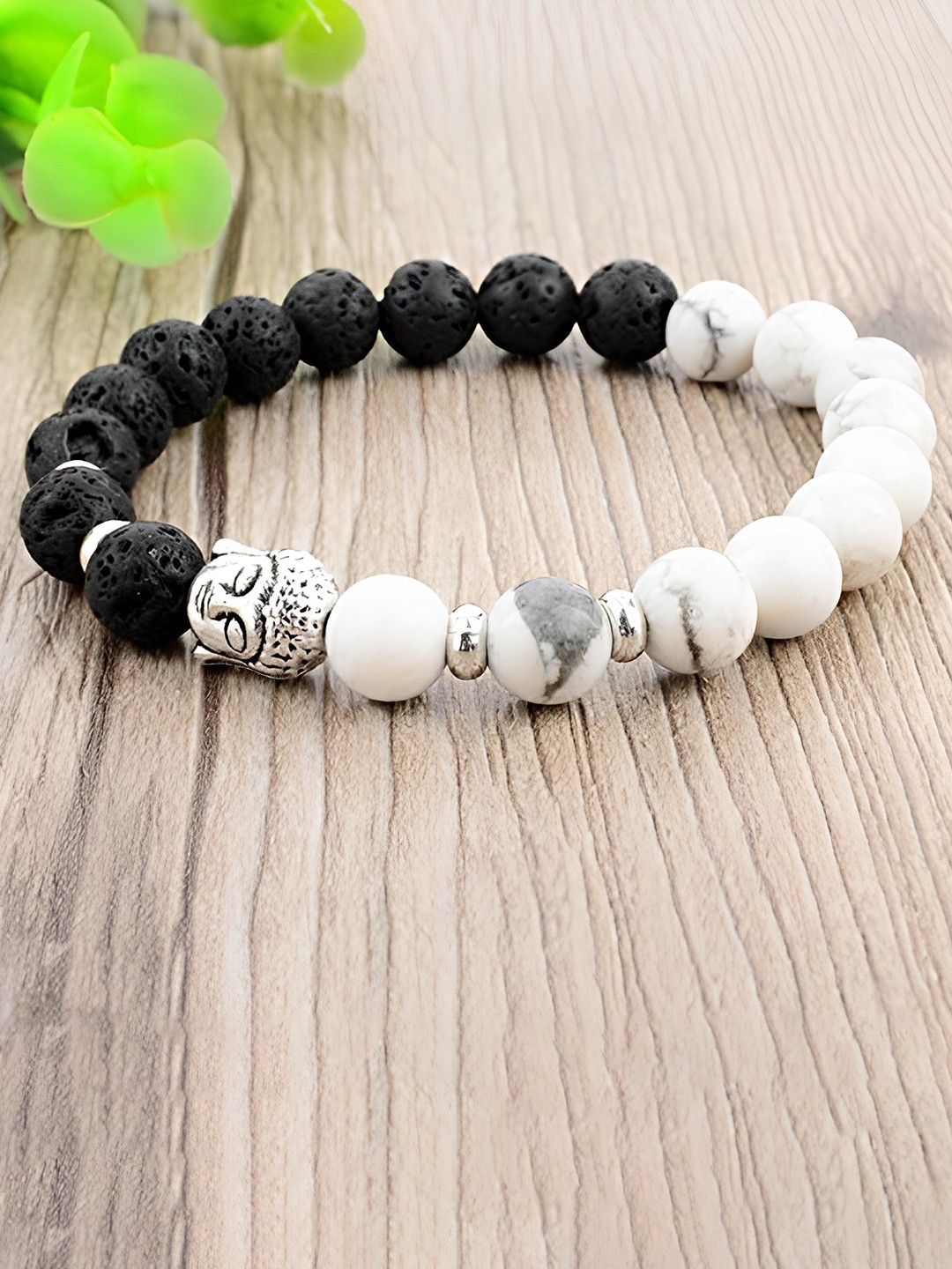 

KARISHMA KREATIONS Buddha Beaded Elasticated Bracelet, White