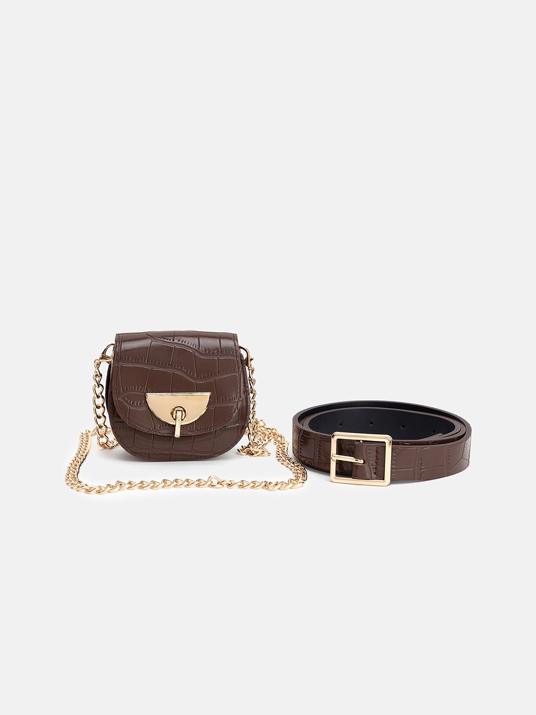 

Kazo Women PU Belt With Mini Bag, Coffee brown