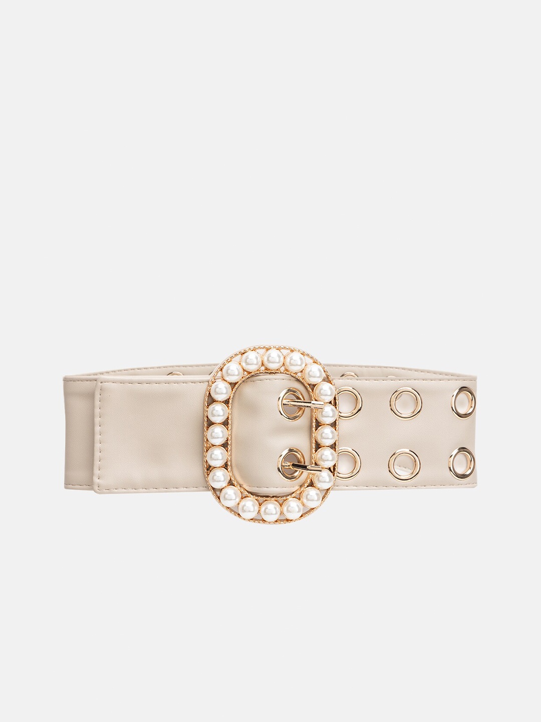 

Kazo Women PU Embellished Wide Belt, Beige